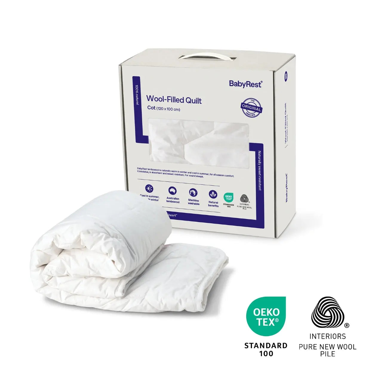 Cot Quilt - Wool Filled