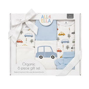 ALL4ELLA 6 piece organic clothing gift set in City Patrol print