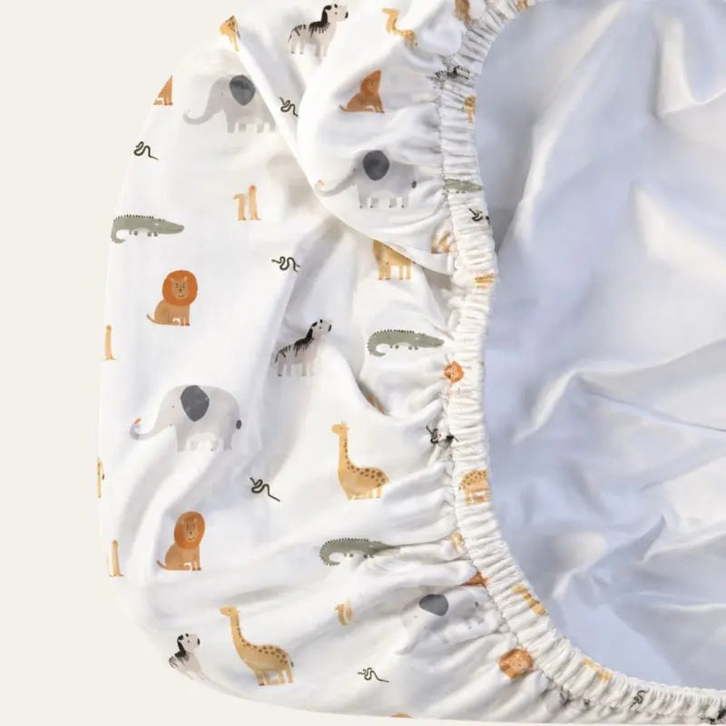 Wild Animals cot sheet hidden waterproof layer