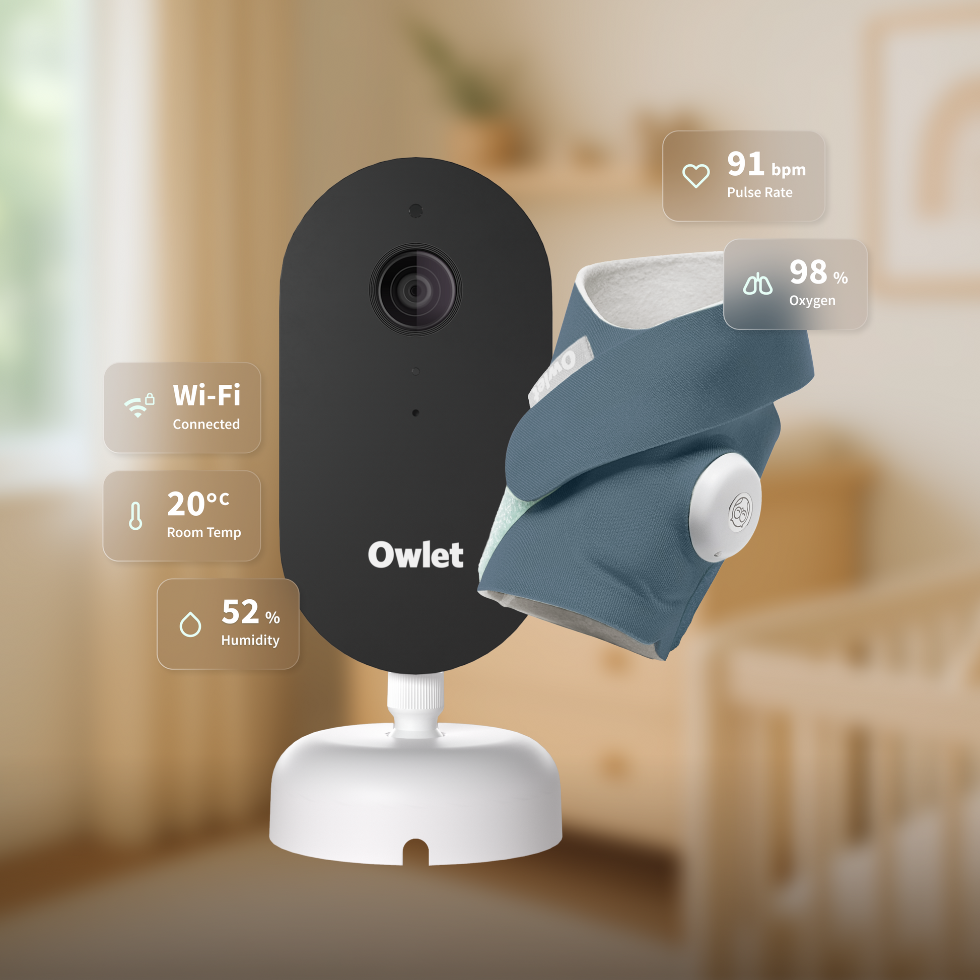 Owlet Dream Duo™ 3 baby monitor system in Mint