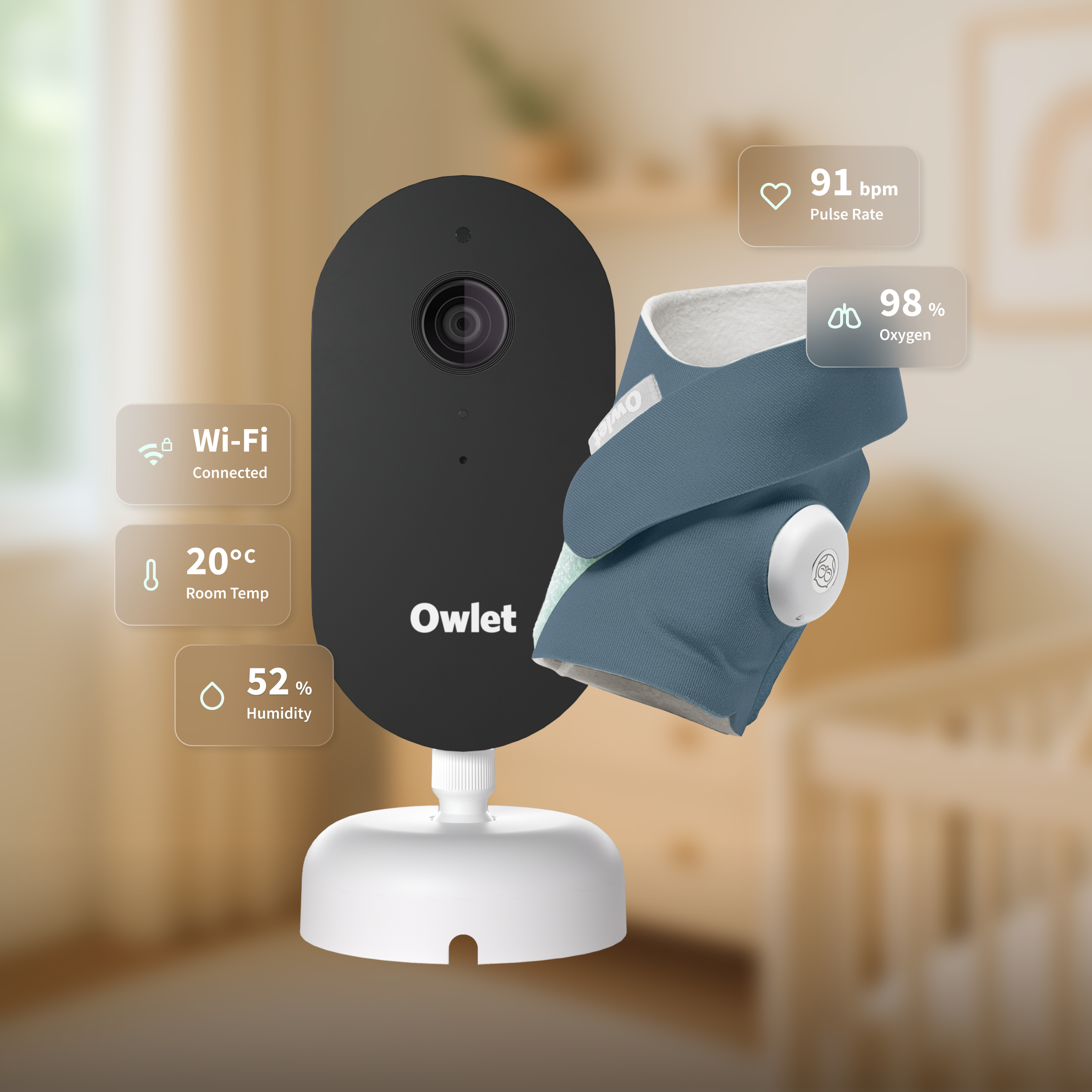 Owlet Dream Duo™ 3 baby monitor system in Mint