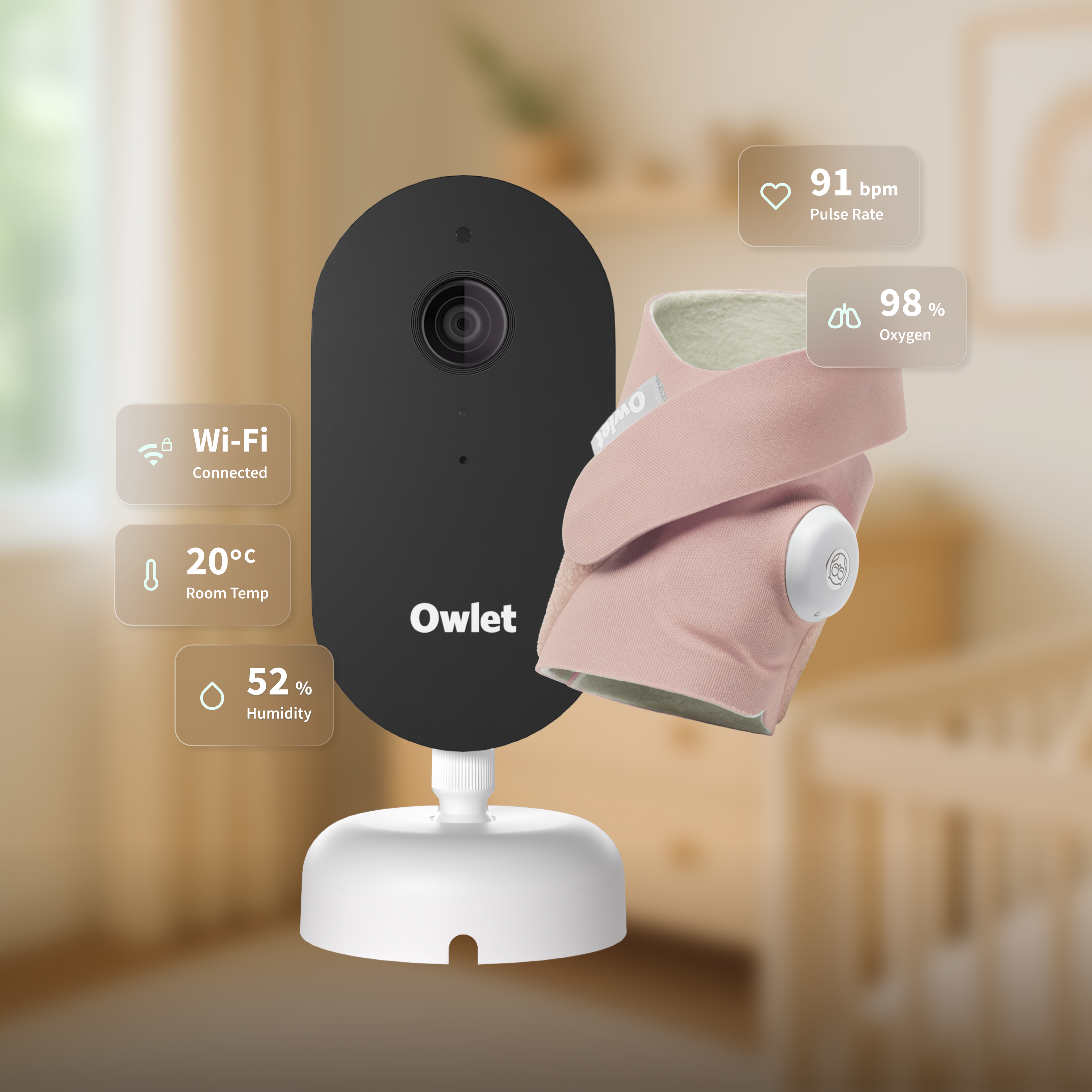 Dream Sock™ medically-certified baby health monitor included in Dream Duo™ 3