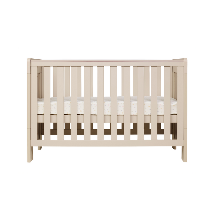 Alba Mini Cot in Mushroom & Herringbone