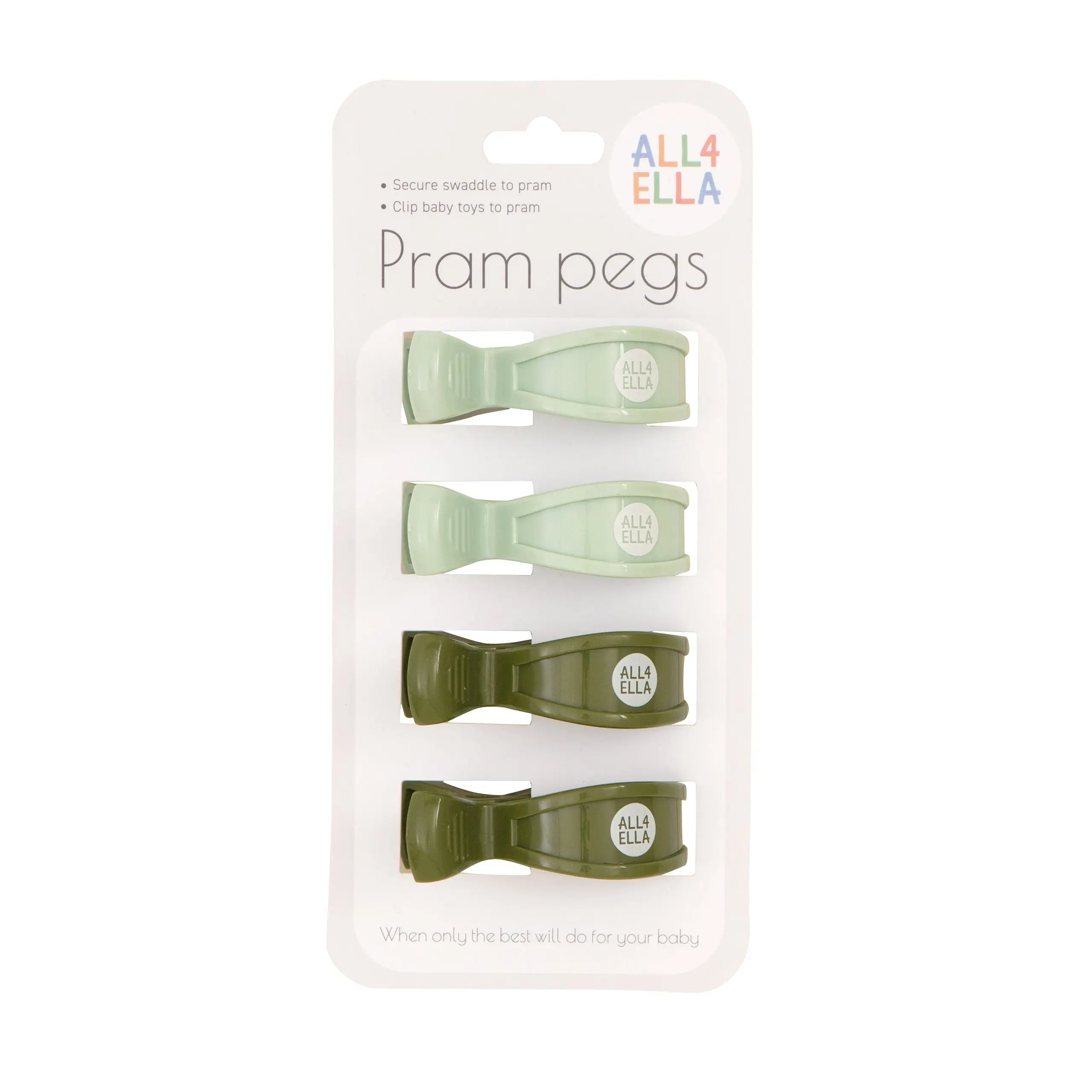 Pram Pegs 4 pk - Sage/Forest Green