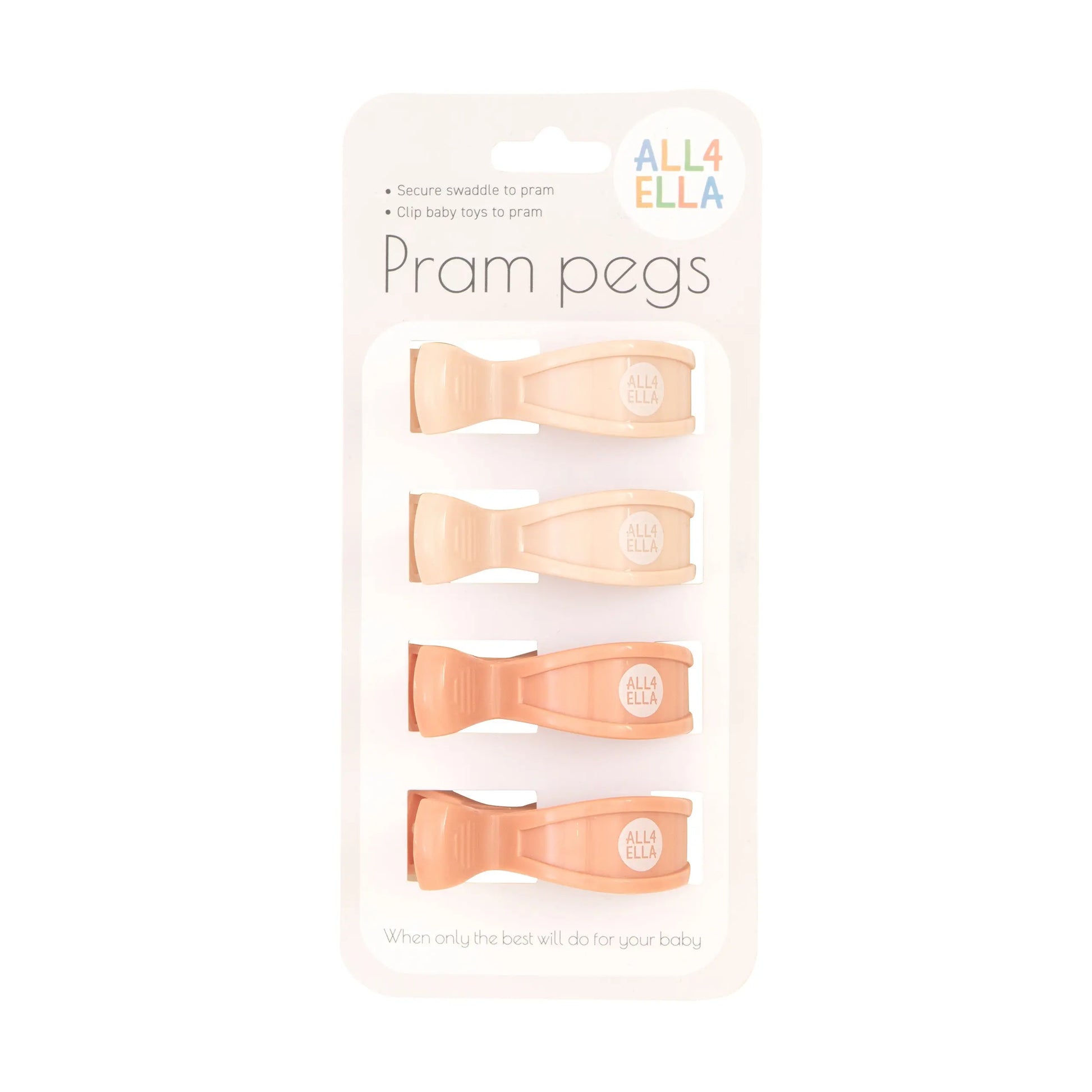 Pram Pegs 4 pk - Cream/Peach
