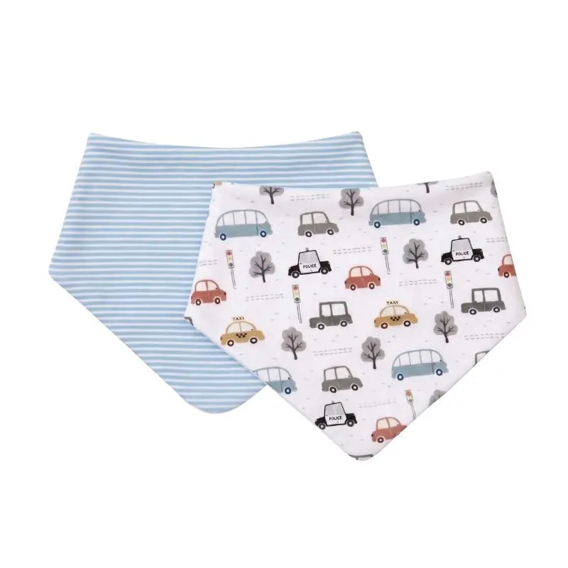 ALL4ELLA reversible bandana bibs 2 pack in City Patrol print