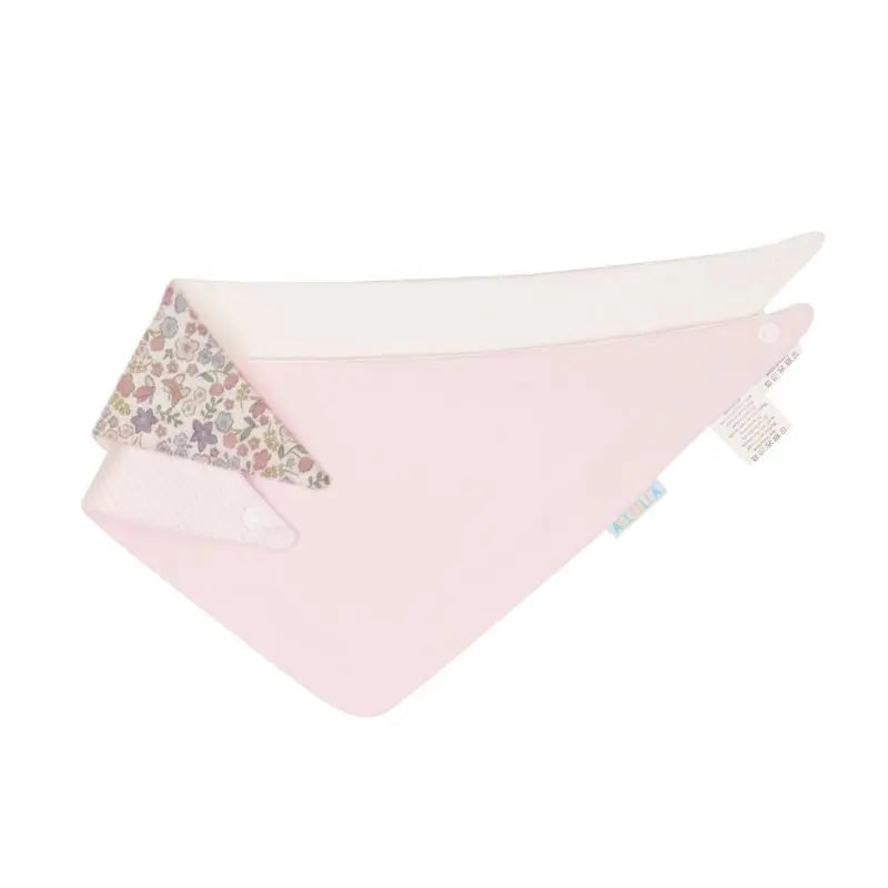 Blossom bandana bibs reversed to the solid colour side