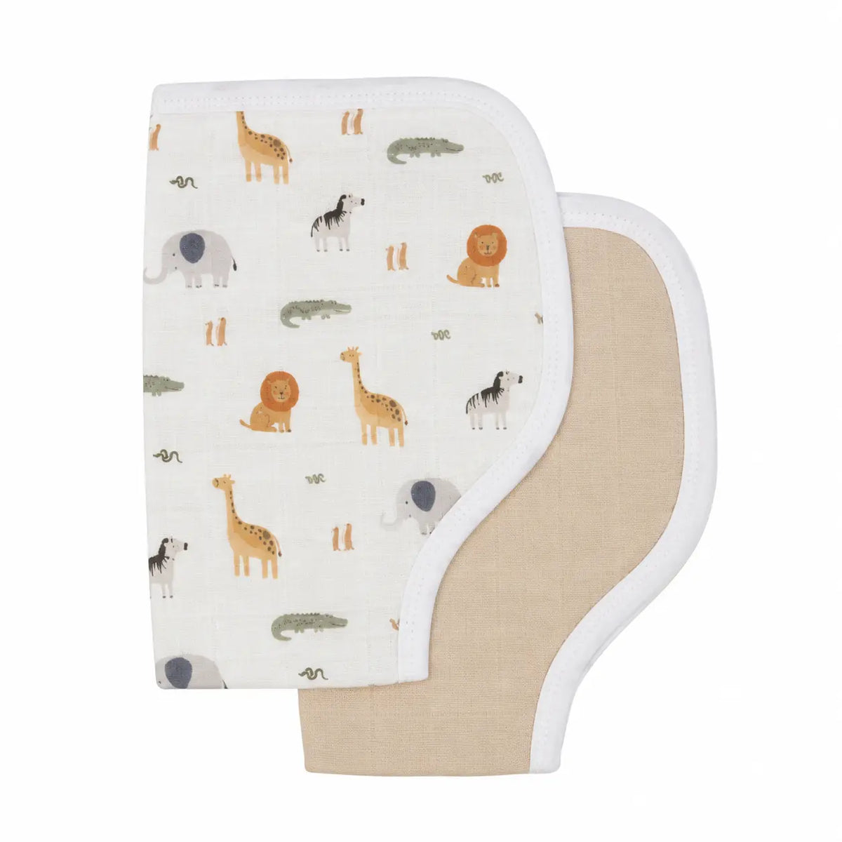 Wild Animals organic burp cloths folded