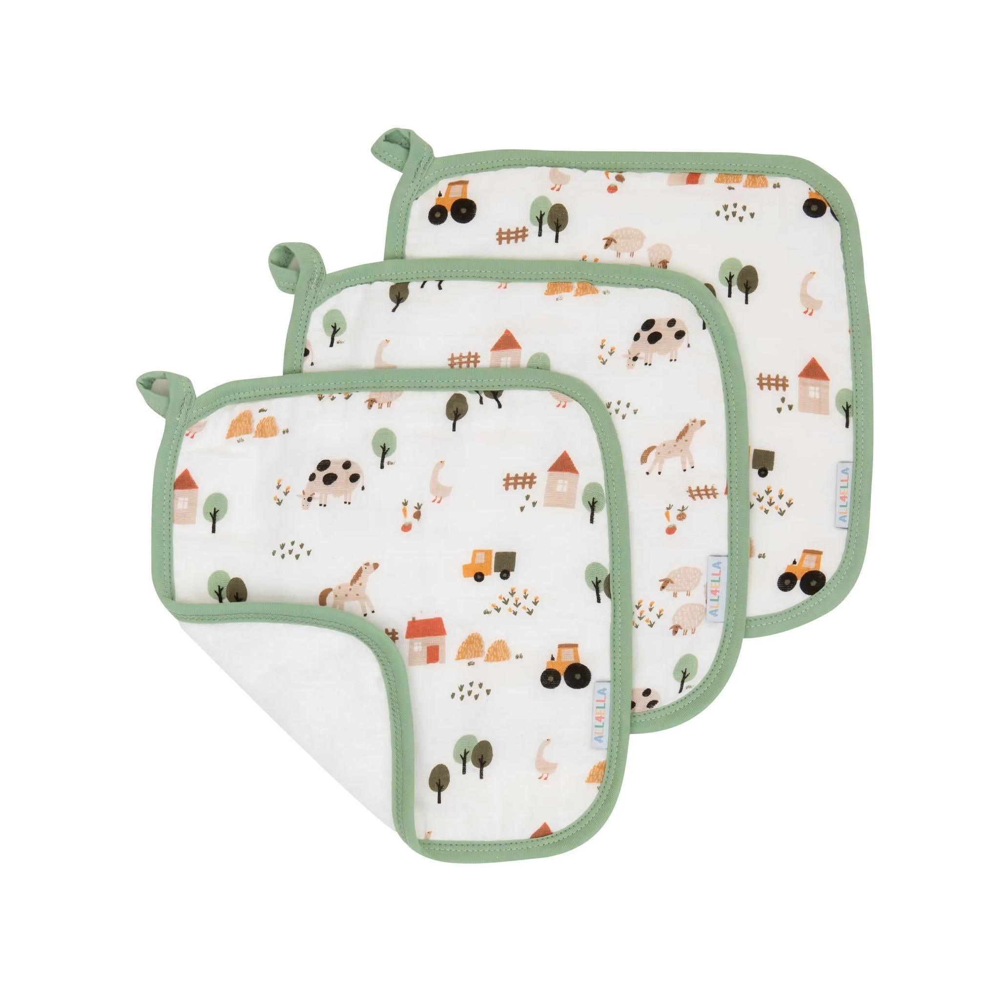 All4ELLA Organic Wash Cloth 3pk - Country Farm