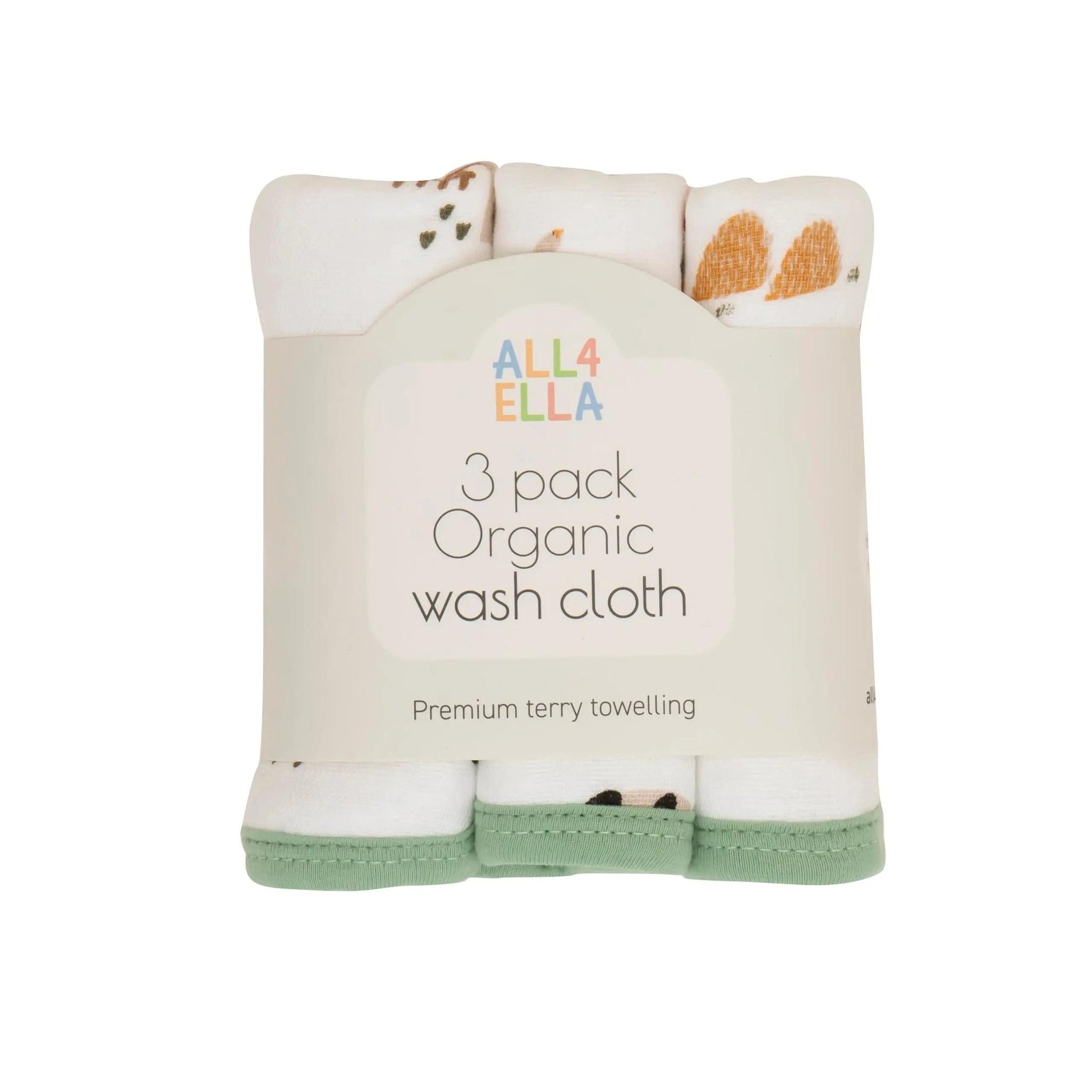 All4ELLA Organic Wash Cloth 3pk - Country Farm