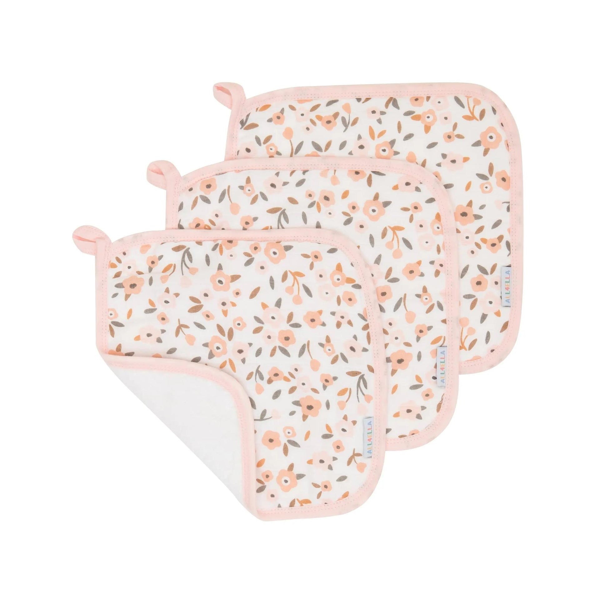 All4ELLA Organic Wash Cloth 3pk - Floral Bouquet