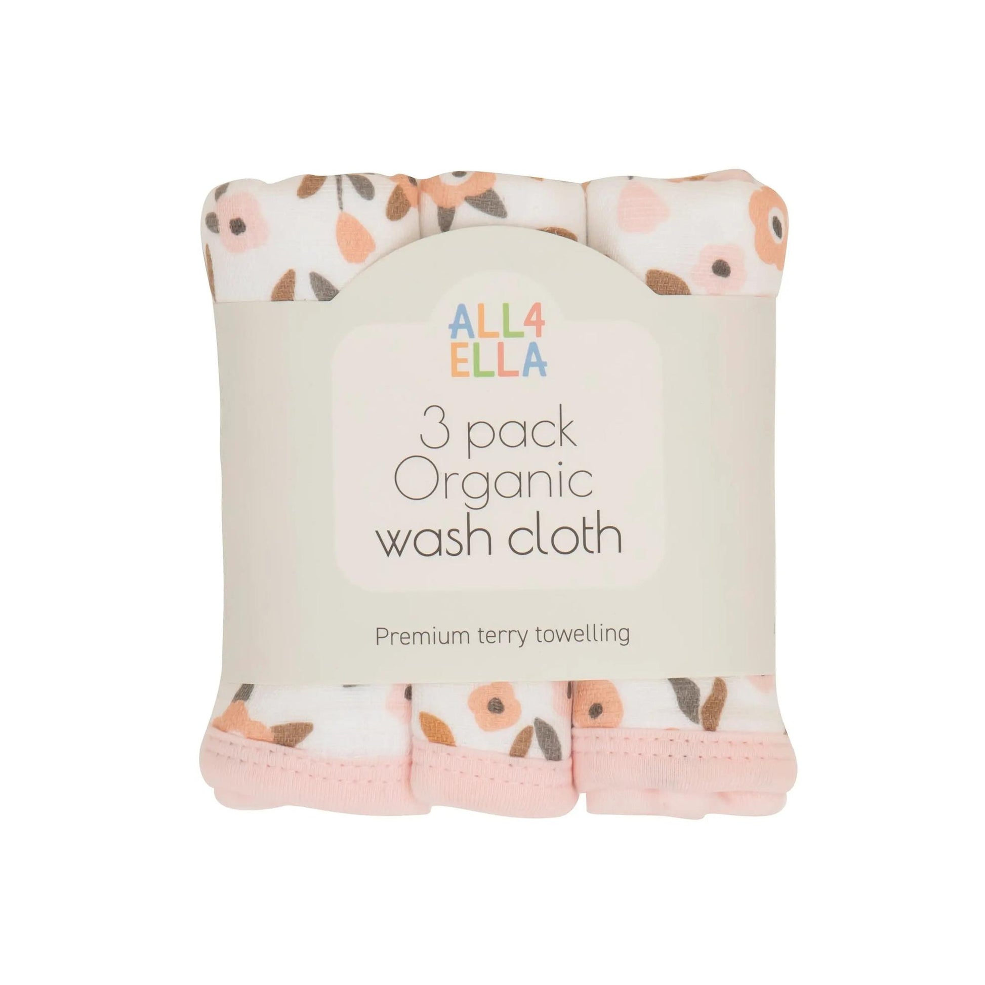 All4ELLA Organic Wash Cloth 3pk - Floral Bouquet