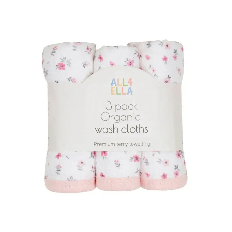 All4ella Organic Wash Cloths 3pk  