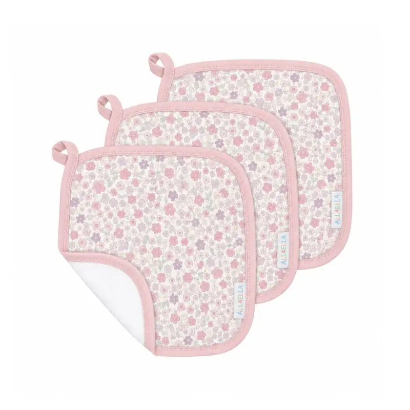 ALL4ELLA organic wash cloths 3 pack in Blossom print