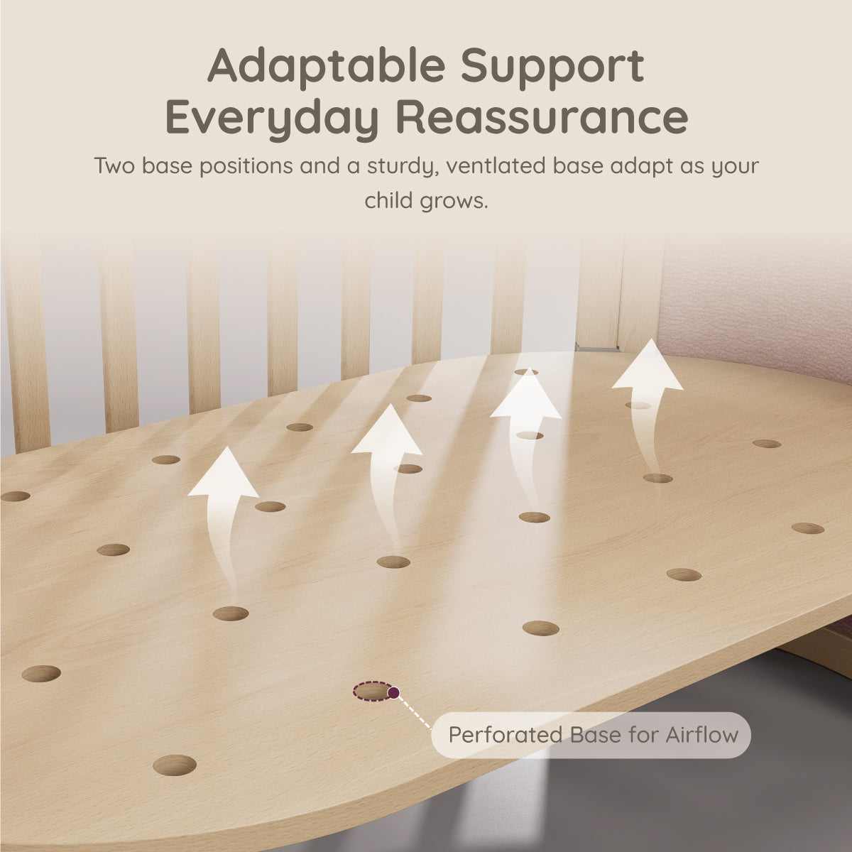 Eden Elite Oval Cot perforated single-piece base for airflow