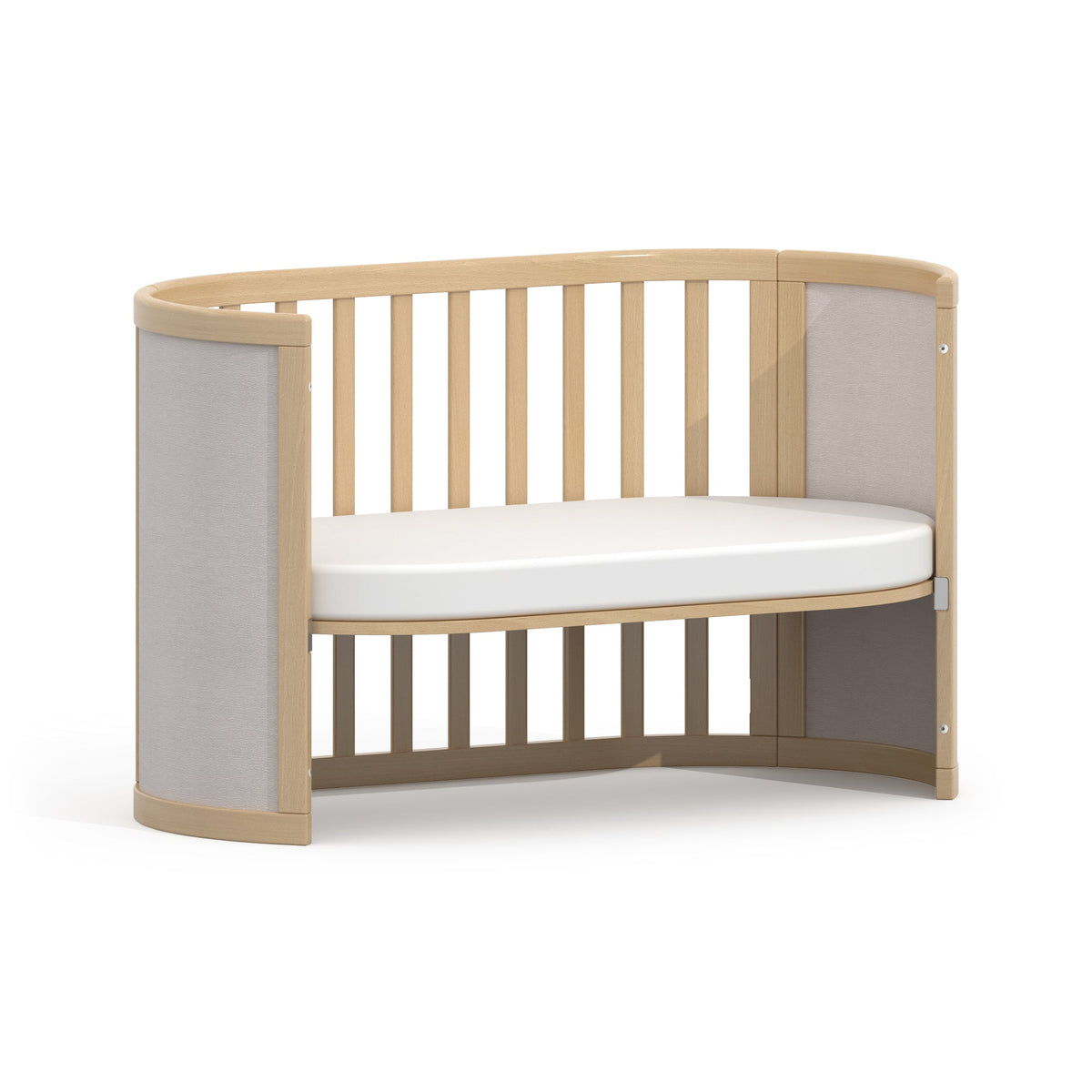 Boori Eden Elite Oval Cot Light Truffle & Beech with one end open