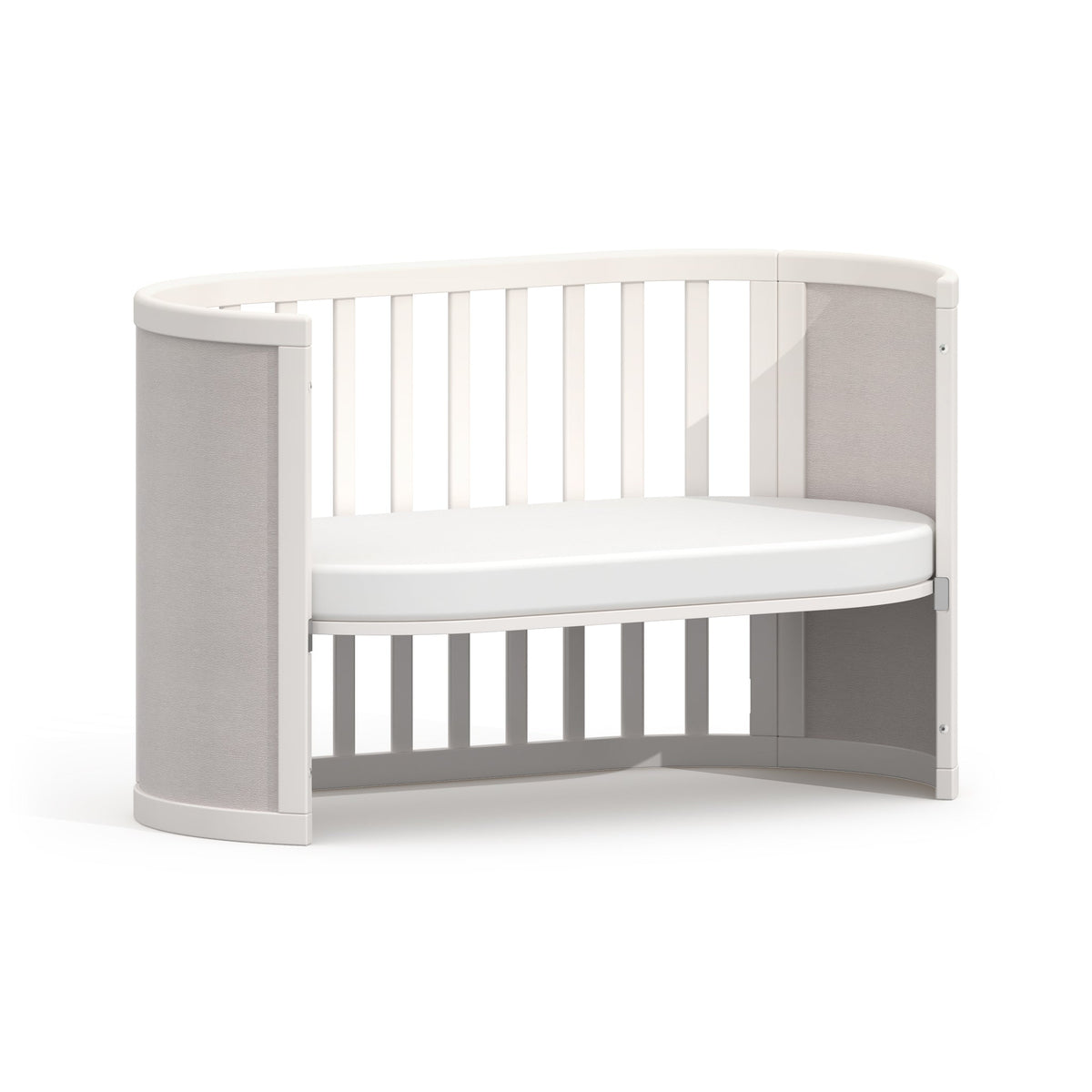 Boori Eden Elite Oval Cot Light Truffle & White with one end open