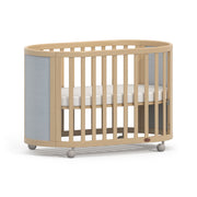 Boori Eden Elite Oval Cot in Light Blueberry & Beech with high mattress base