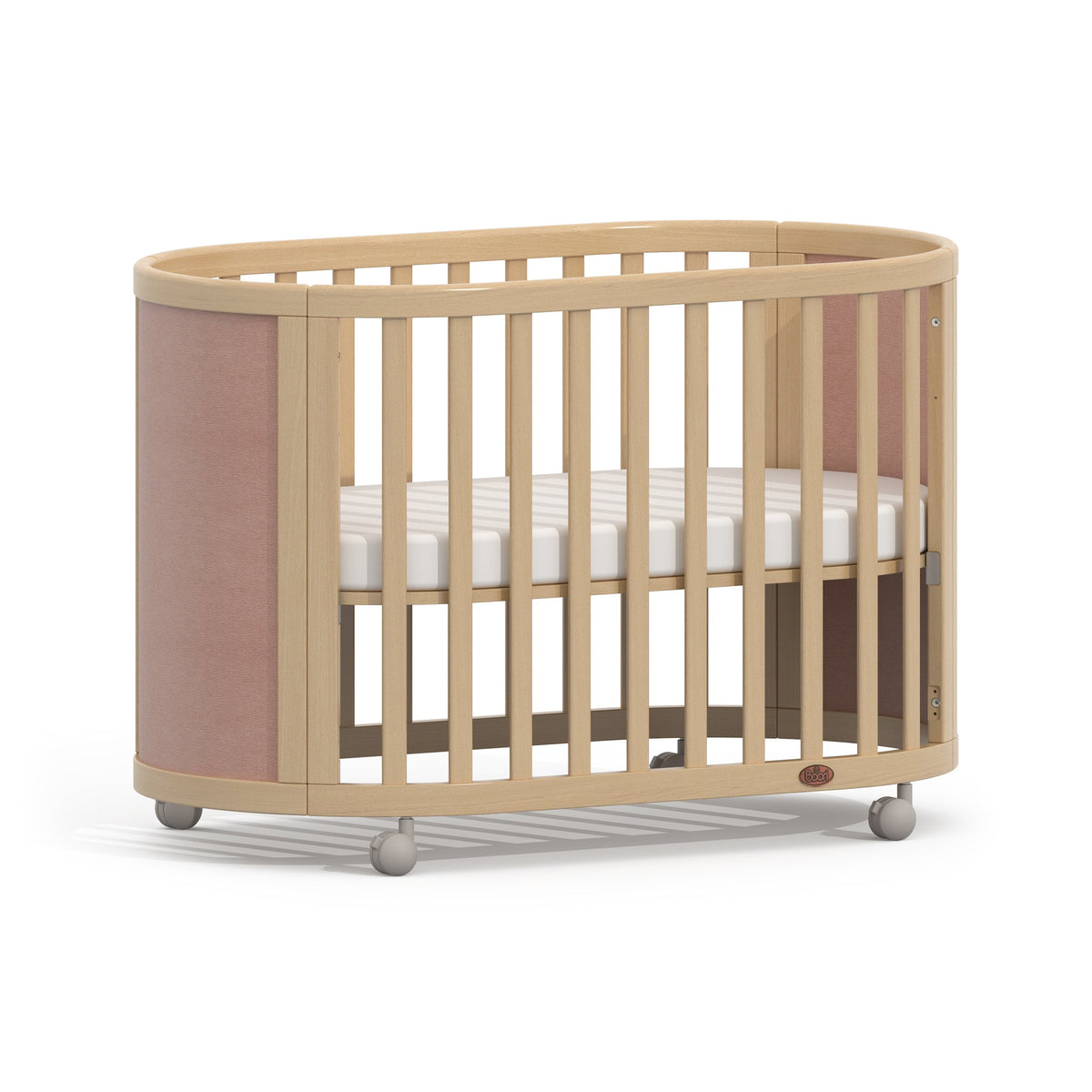 Boori Eden Elite Oval Cot in Cherry & Beech with high mattress base