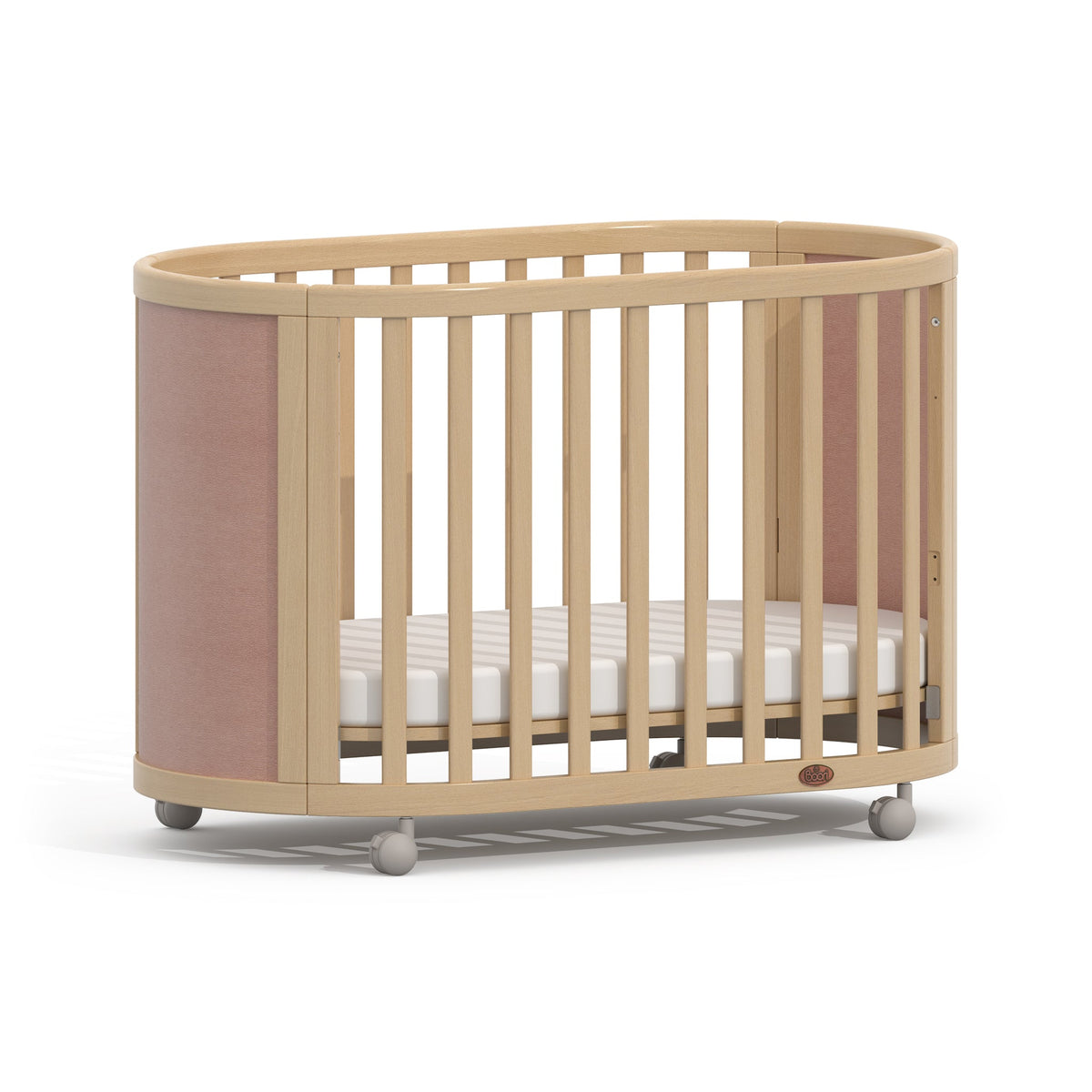 Boori Eden Elite Oval Cot Cherry & Beech with low mattress base