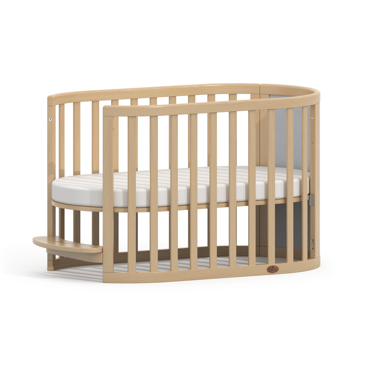 Boori Eden Elite Oval Cot Light Blueberry & Beech in toddler bed mode
