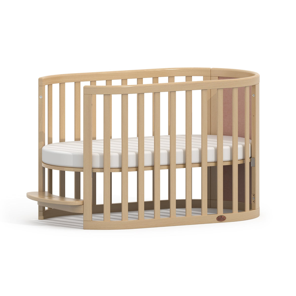 Boori Eden Elite Oval Cot Cherry & Beech in toddler bed mode