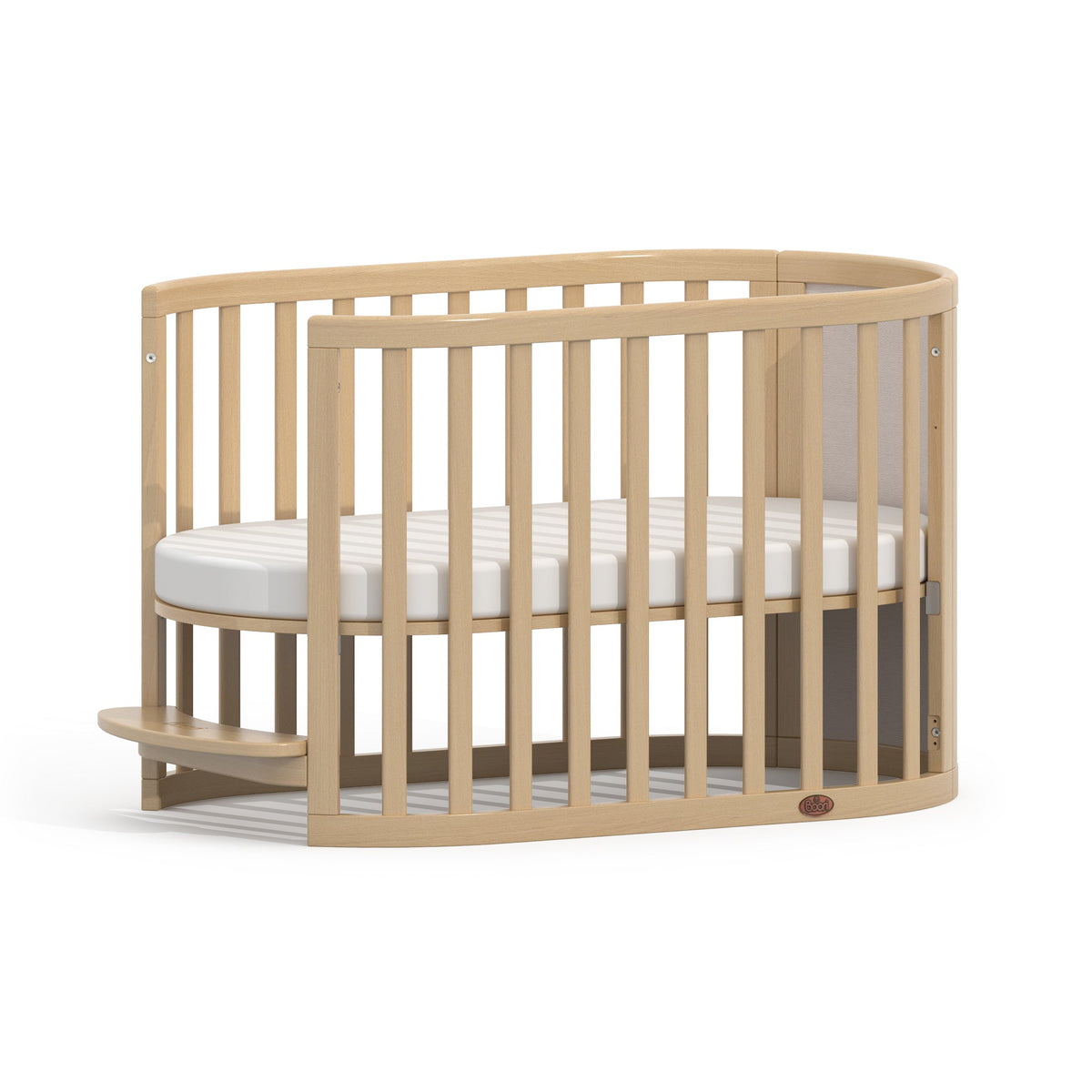 Boori Eden Elite Oval Cot Light Truffle & Beech in toddler bed mode