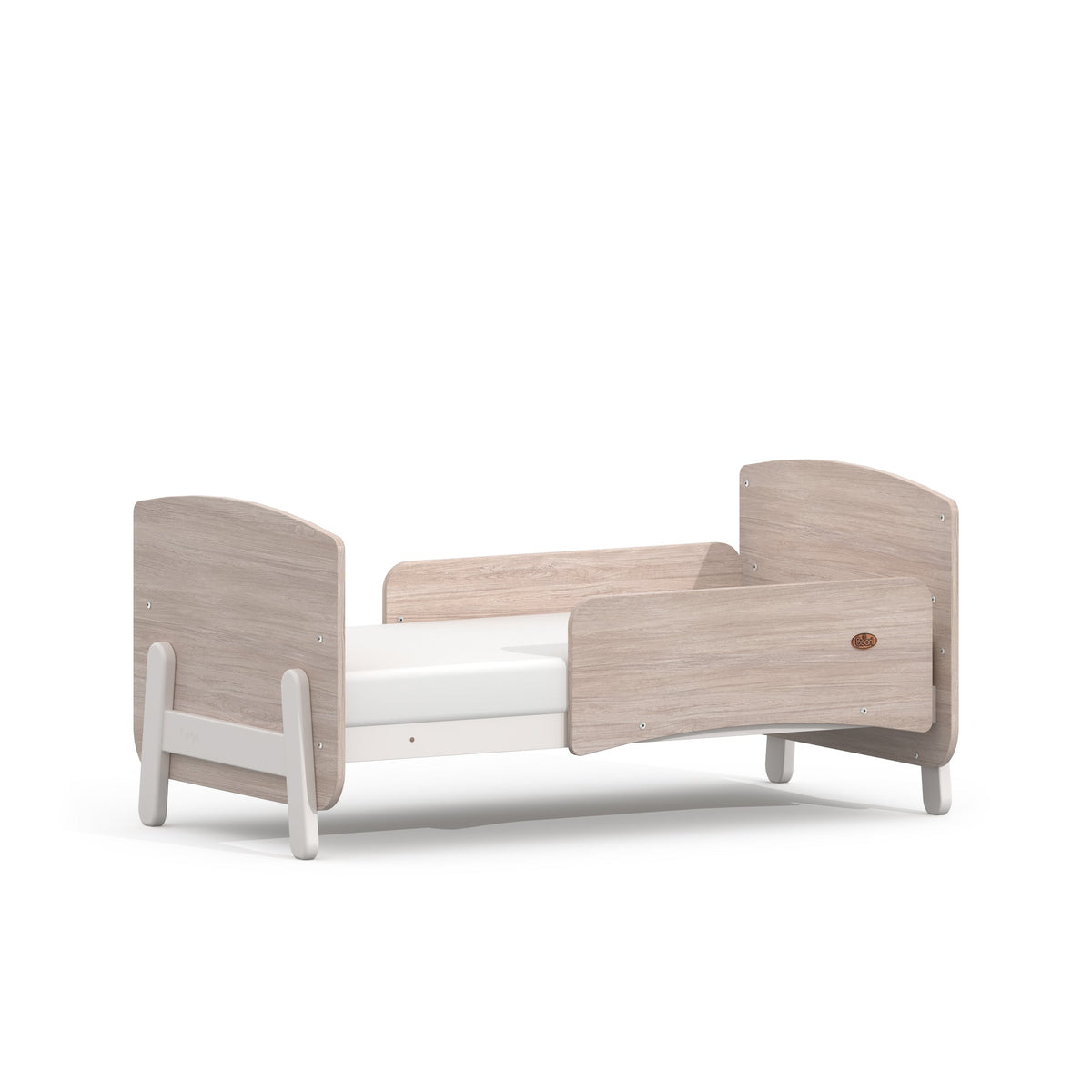 Boori Natty Ergonomic Cot Bed White & Oak converted to a toddler bed