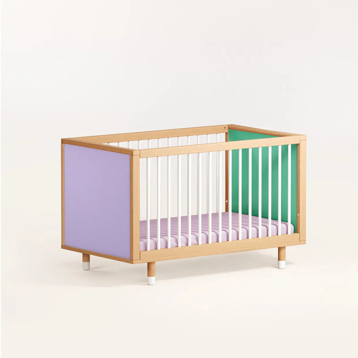 Bold Baby Cot - Lilac and Teal