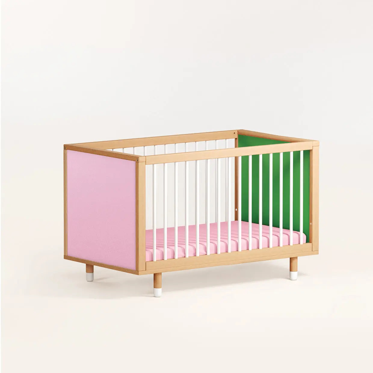 Bold Baby Cot - Pink and Green