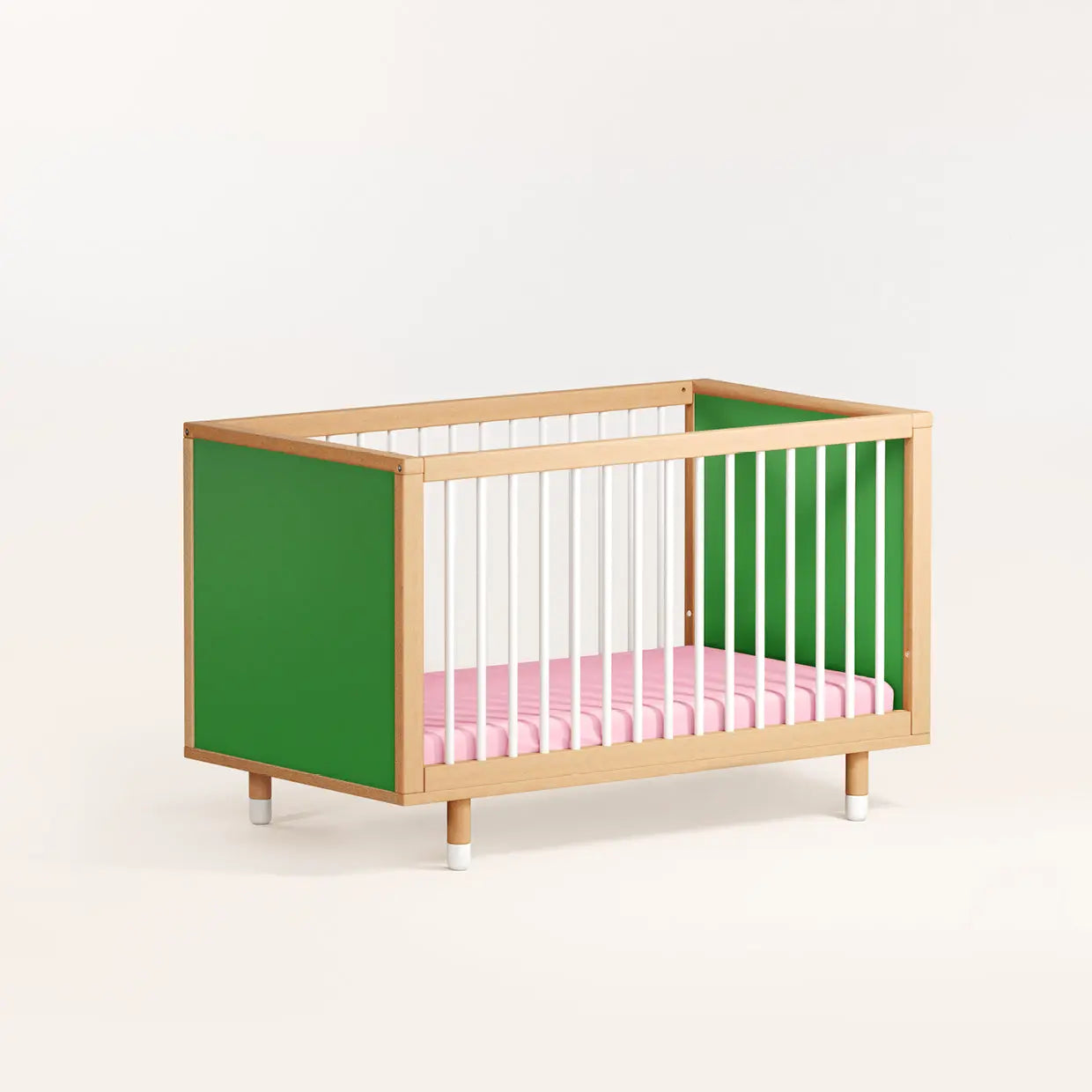 Bold Baby Cot - Pink and Green