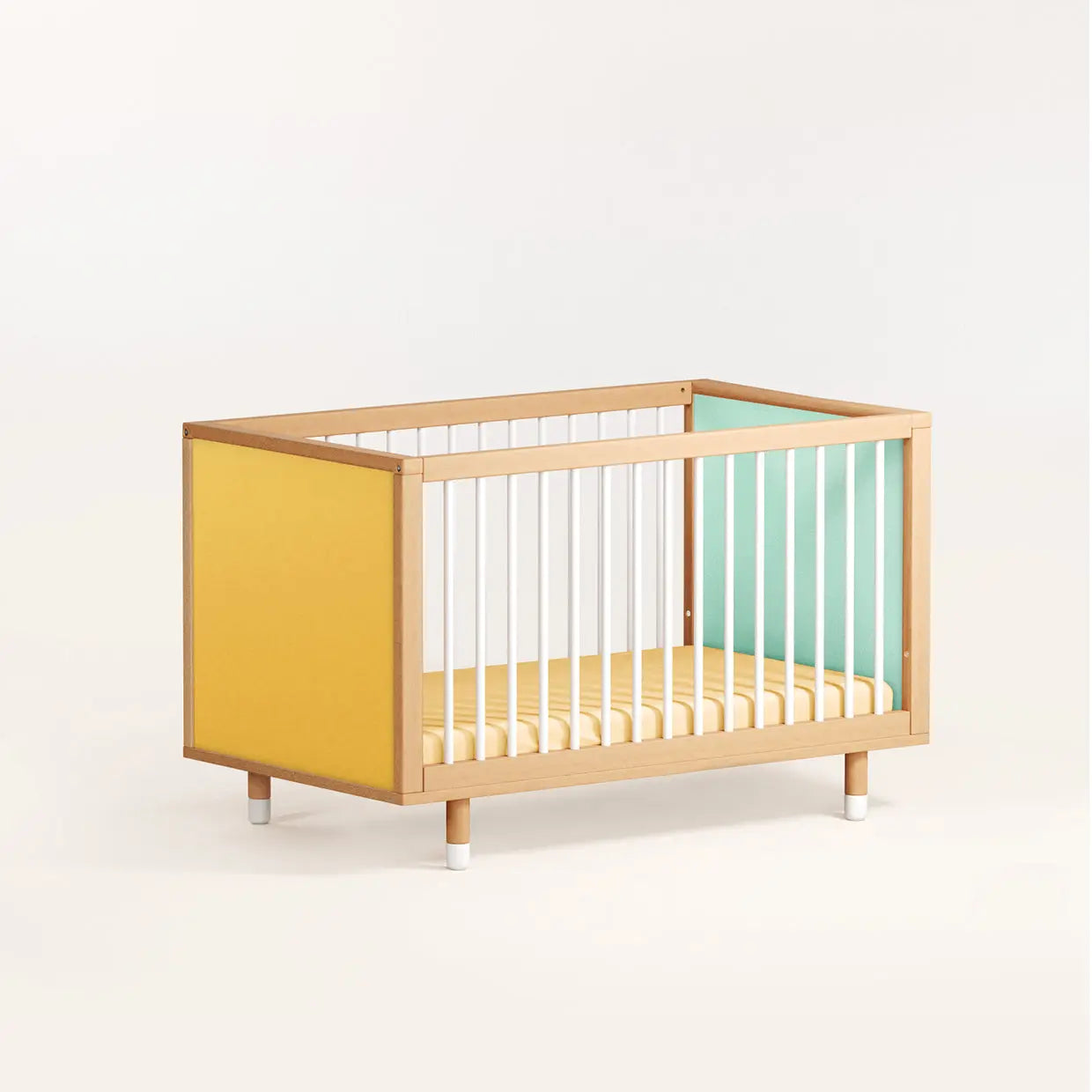 Bold Baby Cot - Yellow and Mint