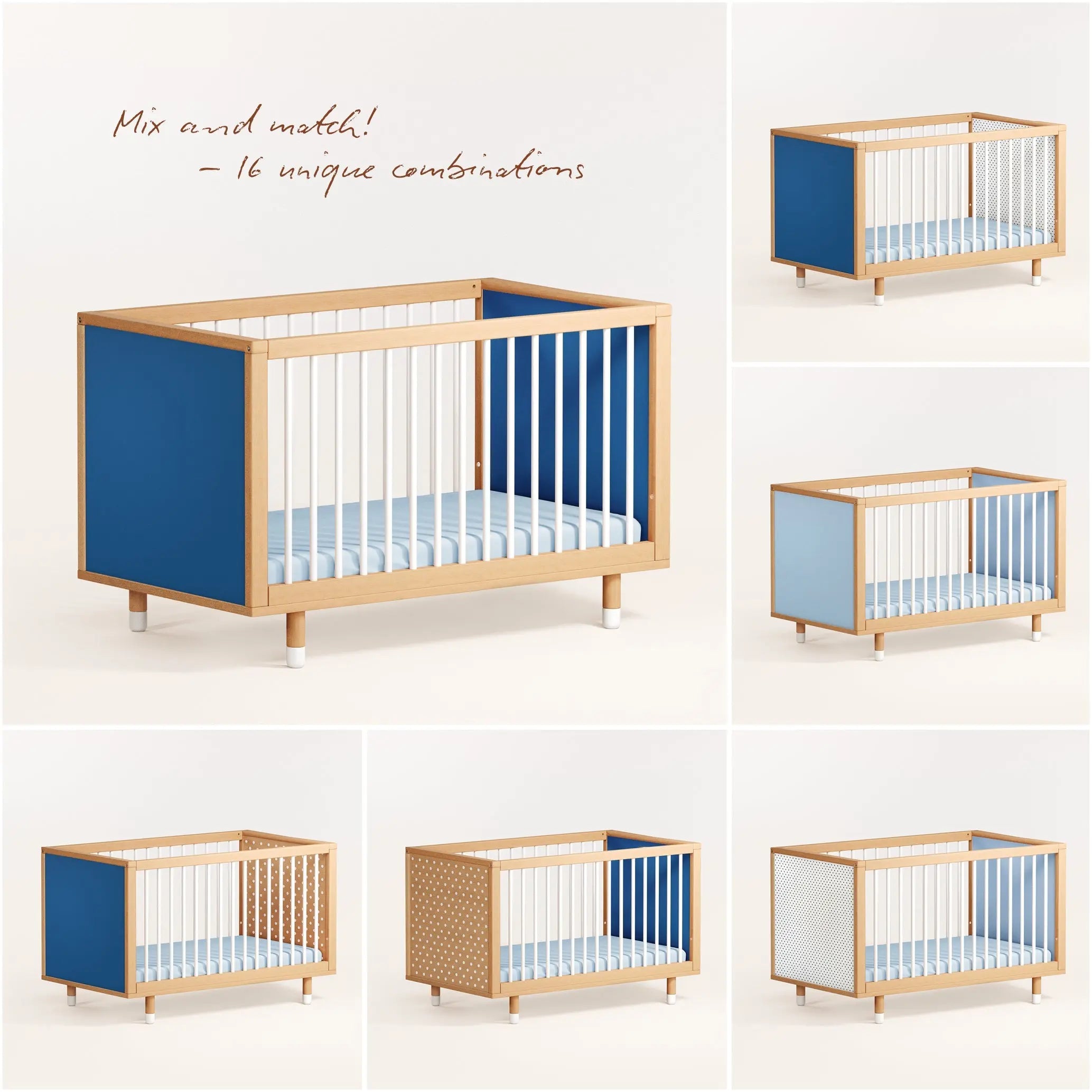 Bold Baby Cot - Blue and Deep Blue