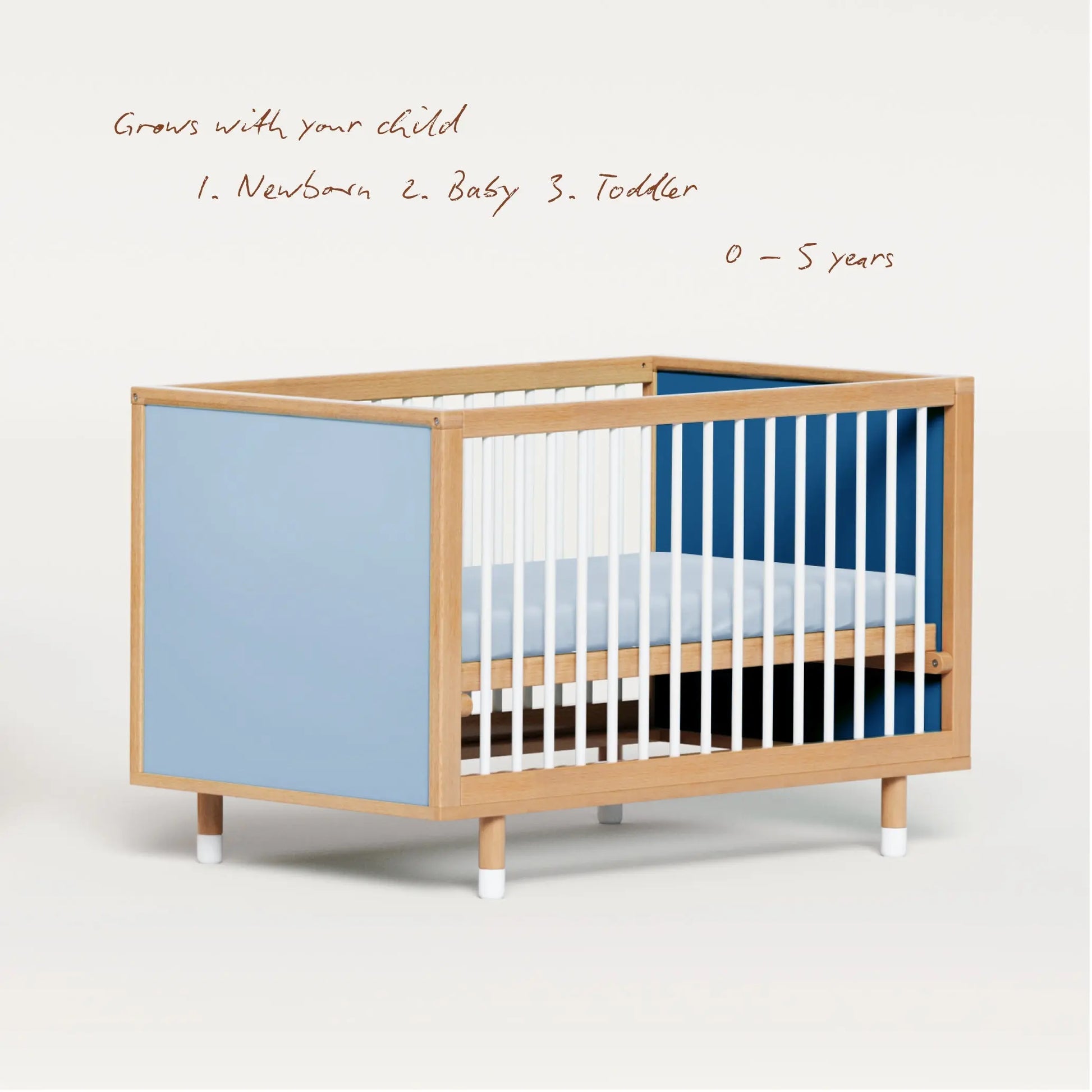 Bold Baby Cot - Blue and Deep Blue