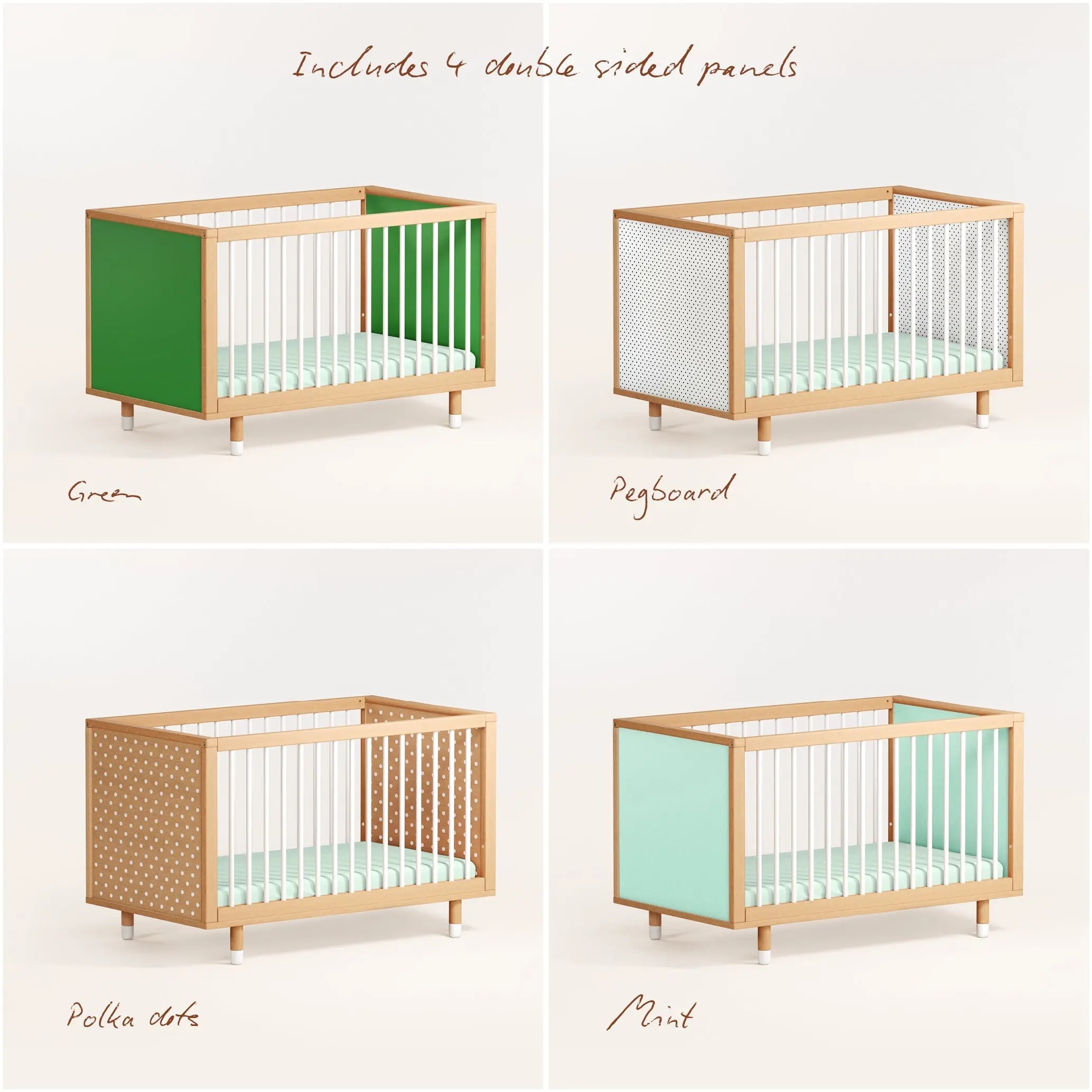 Bold Baby Cot - Green and Mint