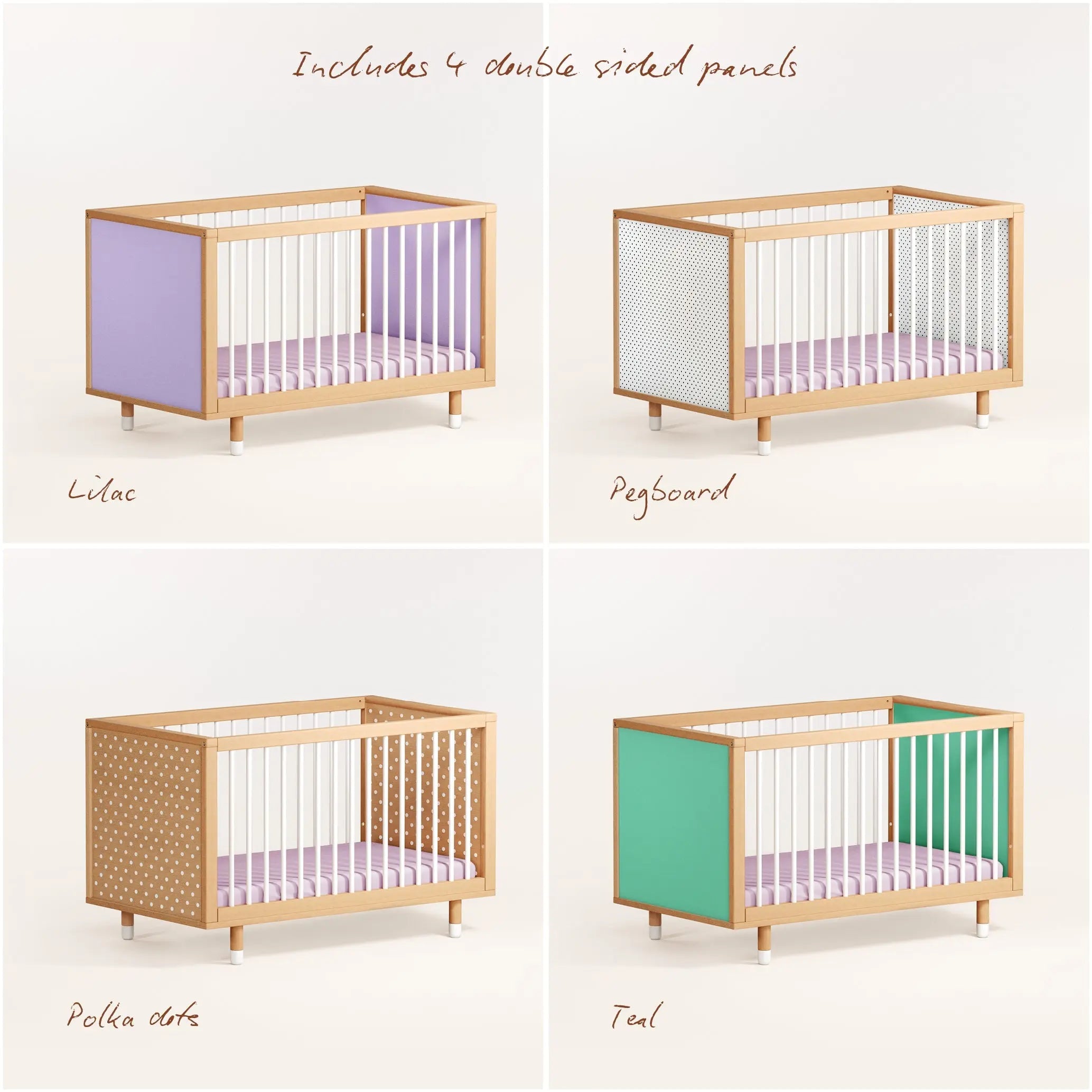 Bold Baby Cot - Lilac and Teal