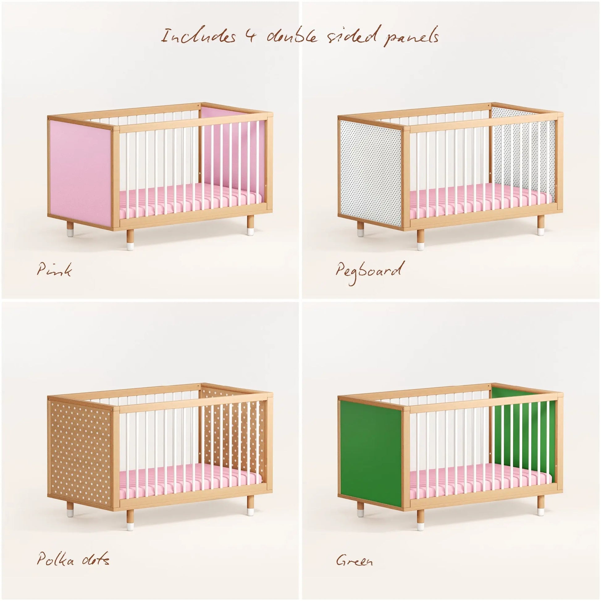 Bold Baby Cot - Pink and Green