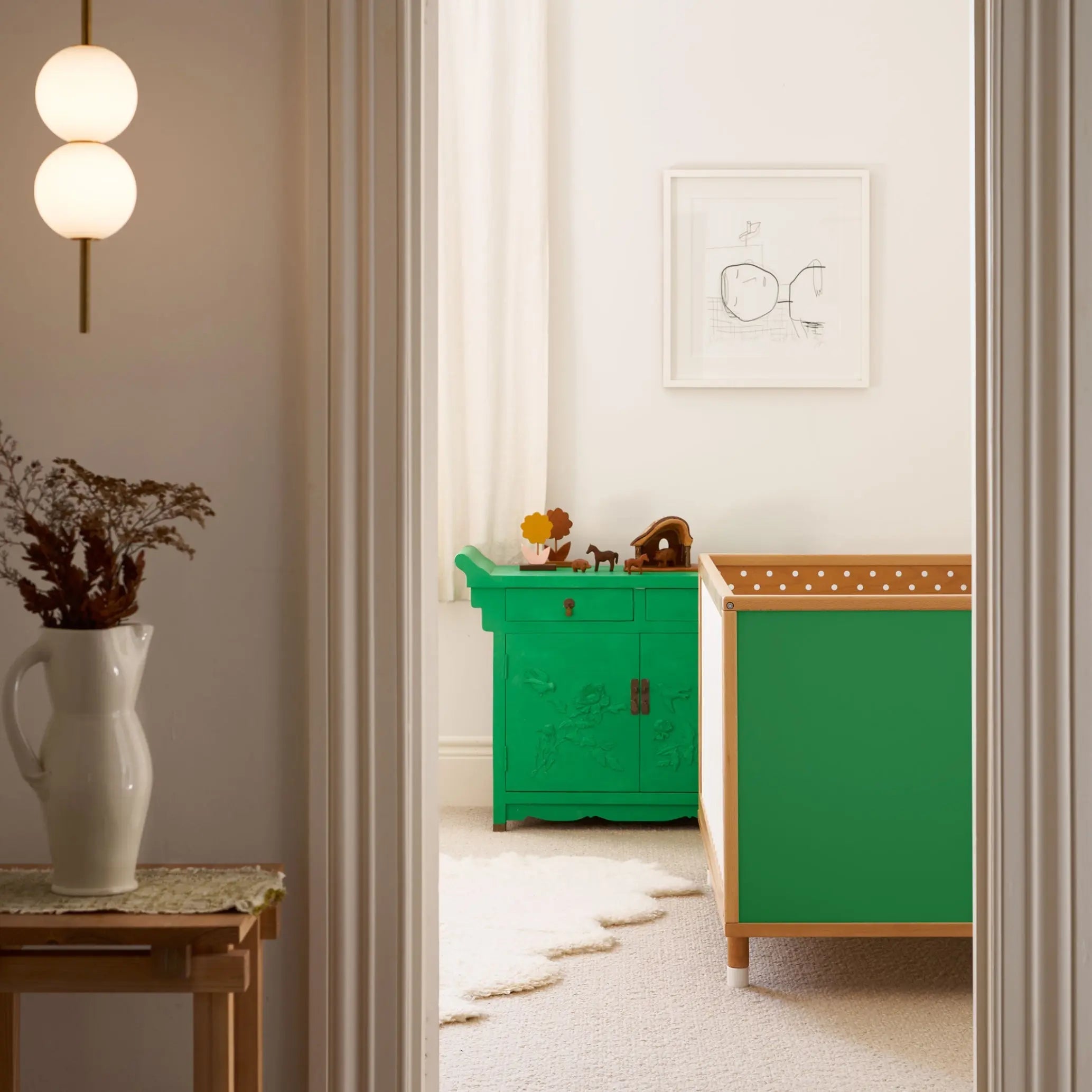 Bold Baby Cot - Pink and Green