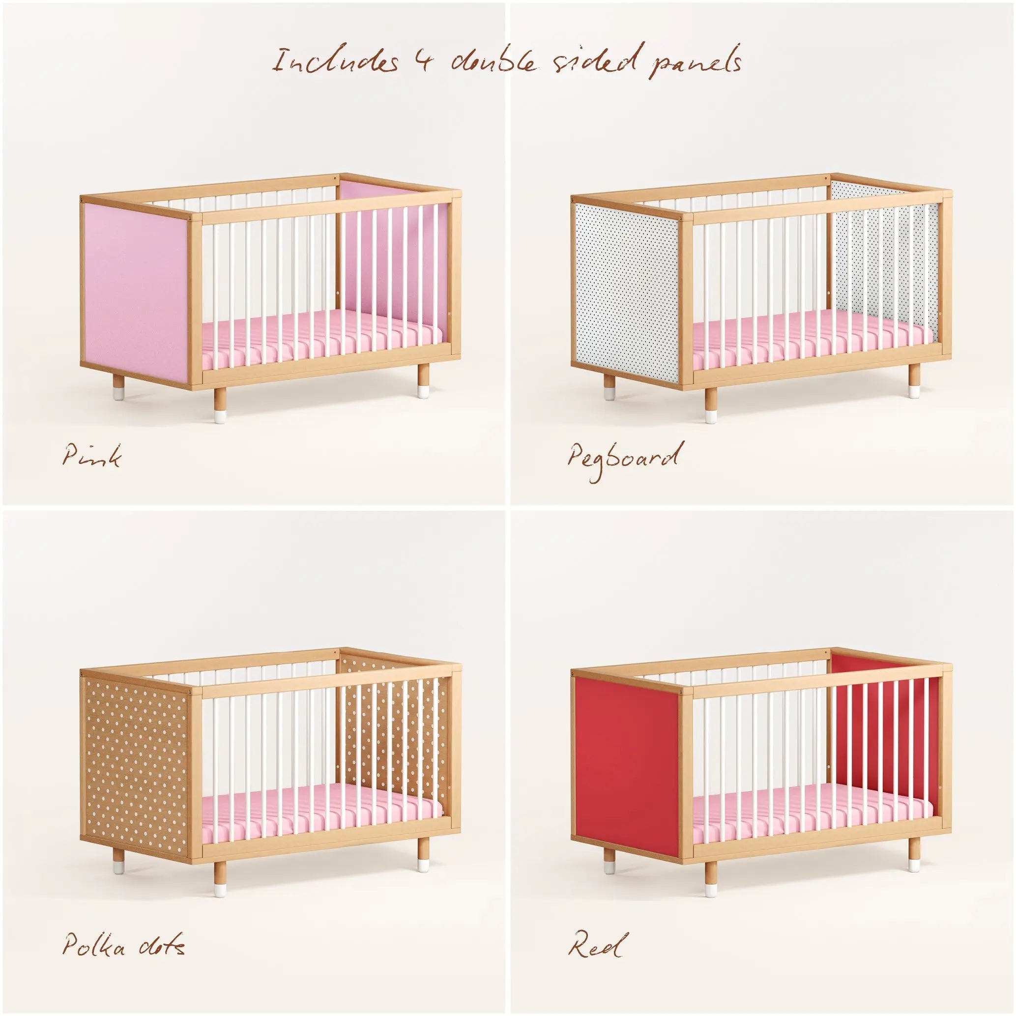 Bold Baby Cot - Pink + Red