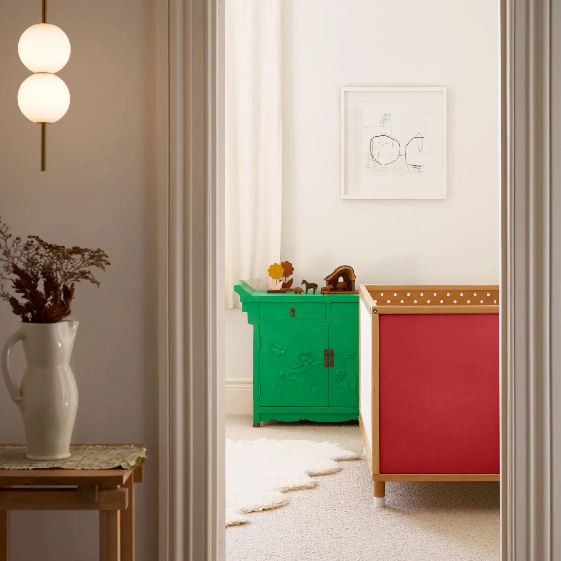 Bold Baby Cot - Pink + Red