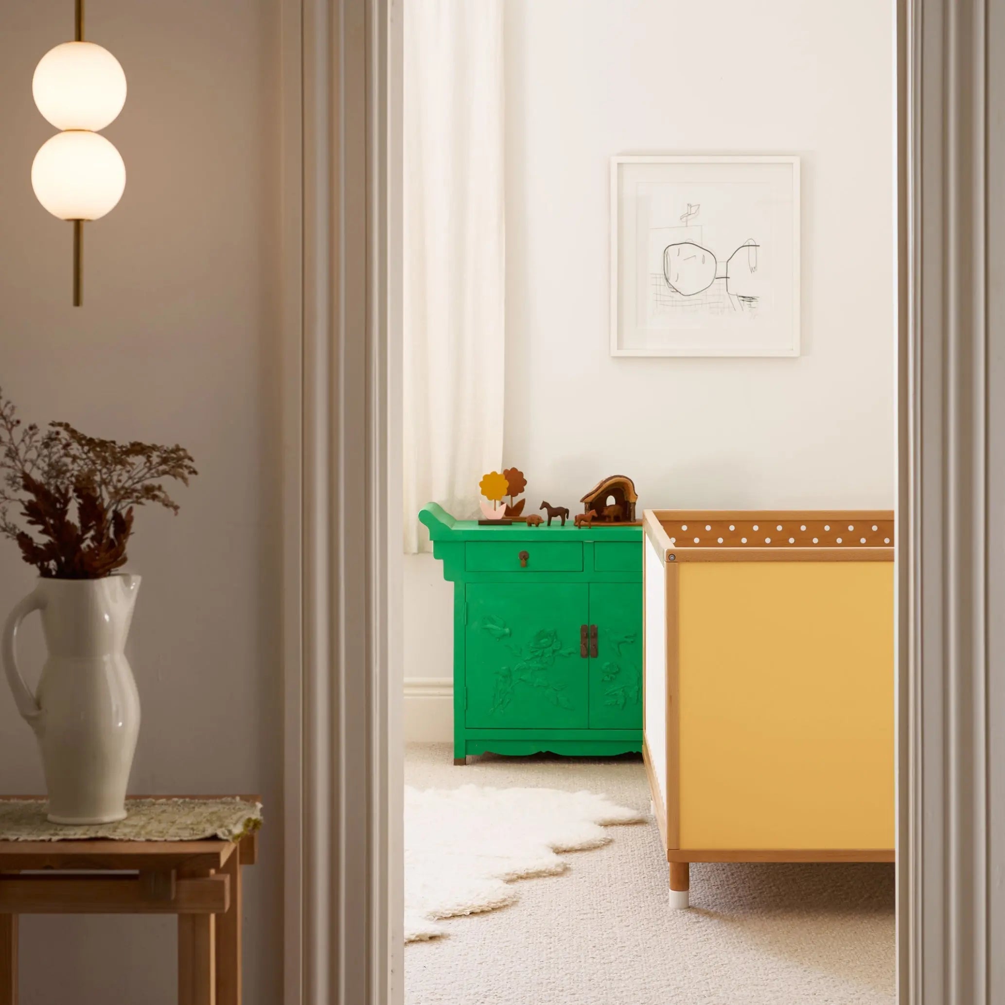 Bold Baby Cot - Yellow and Mint