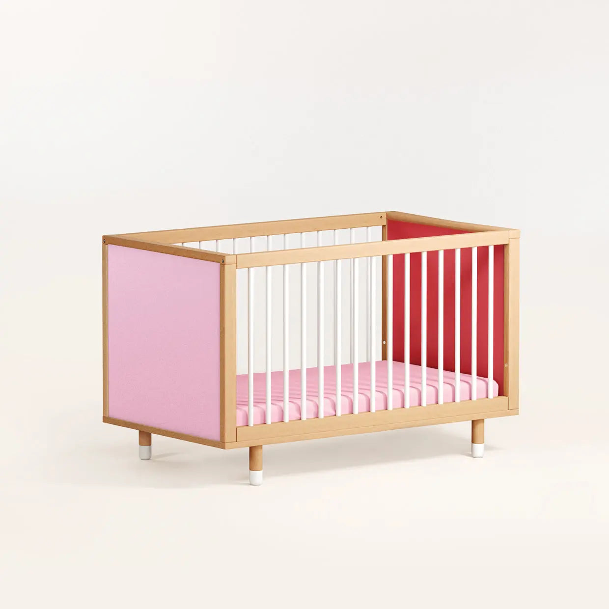 Bold Baby Cot - Pink + Red
