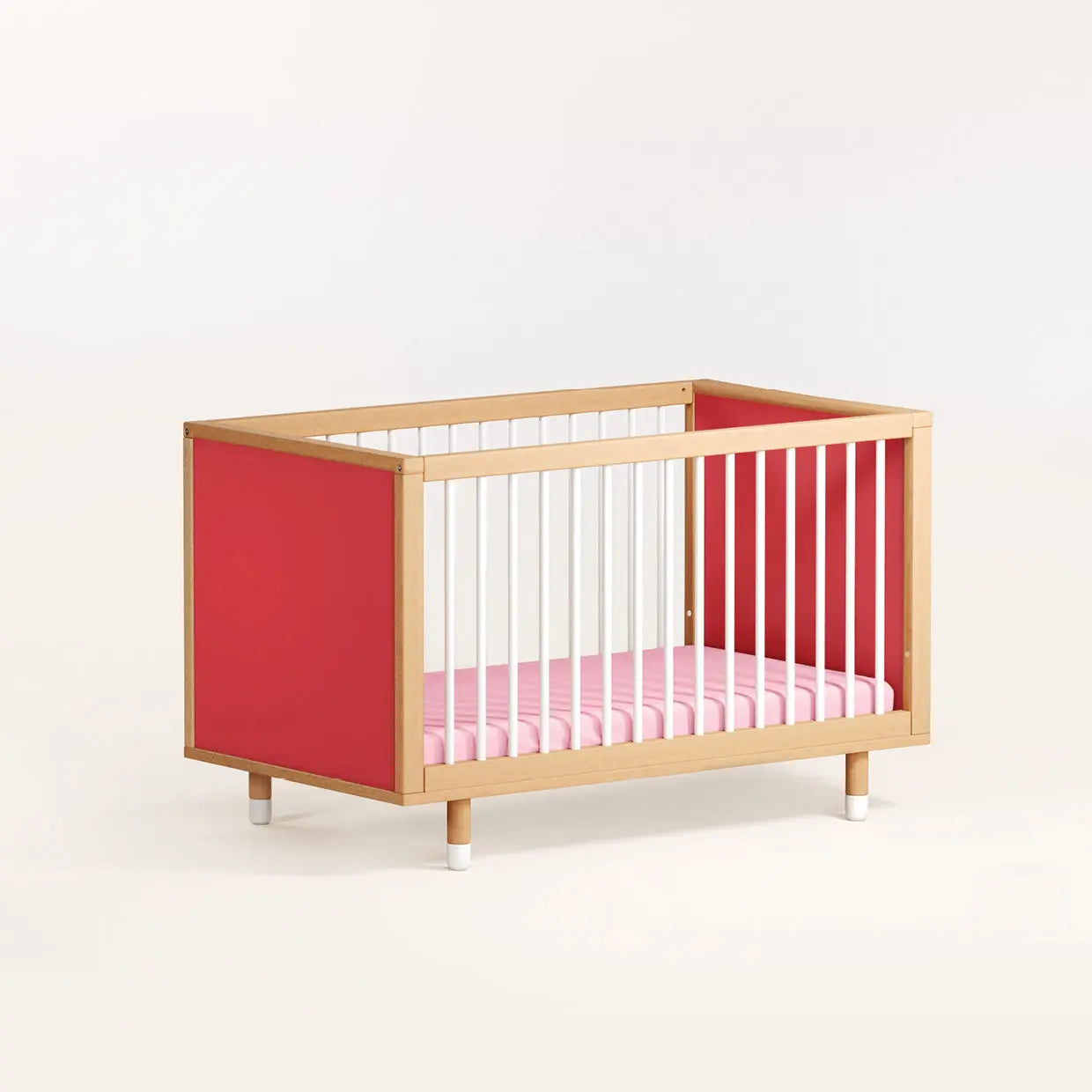 Bold Baby Cot - Pink + Red