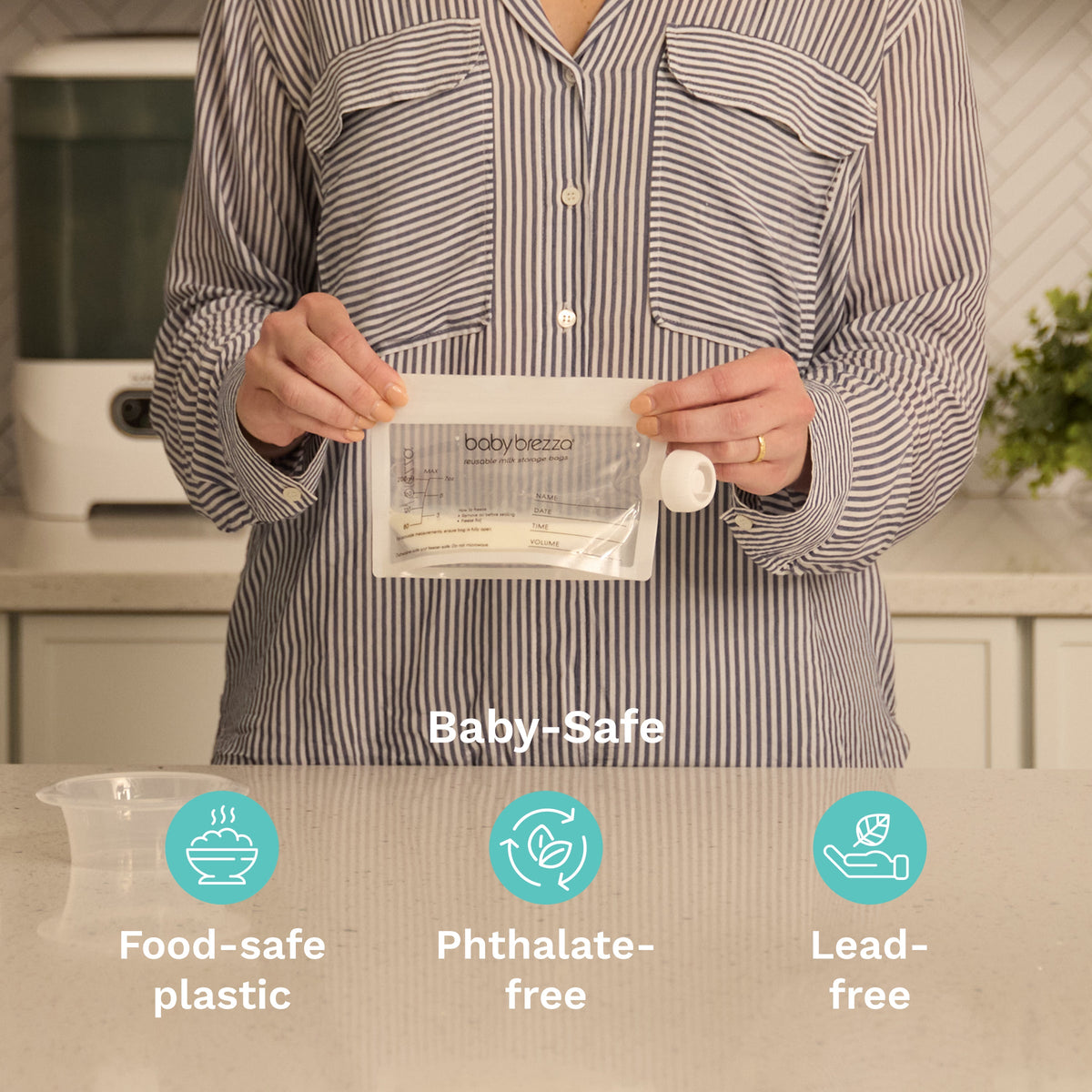 Baby Brezza breast milk bags are food-safe, phthalate-free and lead-free