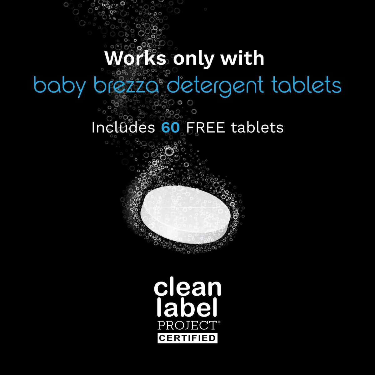 Baby Brezza Bottle Washer Pro works with Baby Brezza detergent tablets