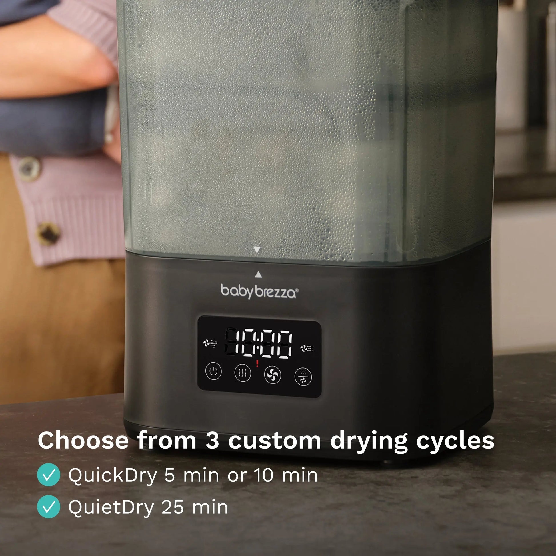 Baby Brezza SuperQuick steriliser and dryer, Matte Black, dimensions