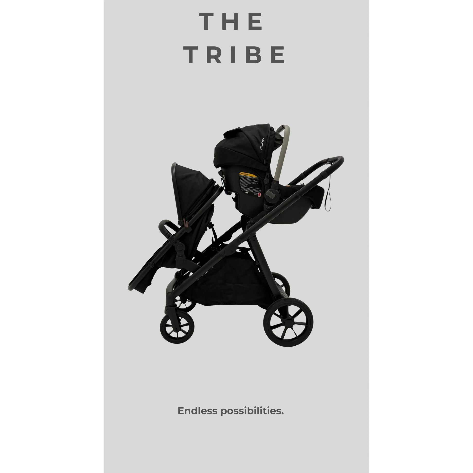 The Tribe Convertible Pram – Frame, Carrycot & Toddler Seat