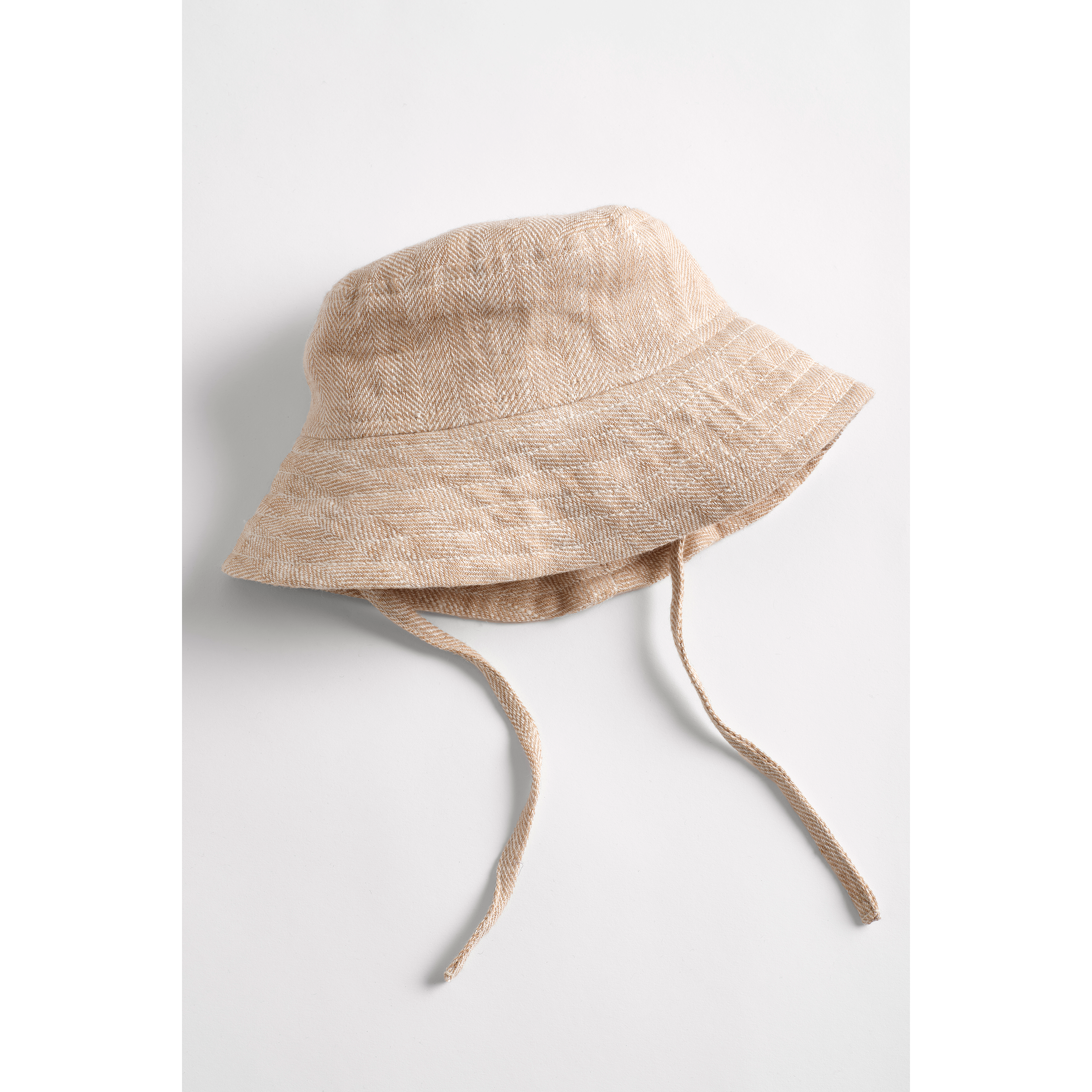 Mumma Etcetera Baby & Toddler Hat in Meadow, oatmeal herringbone handwoven linen sun hat