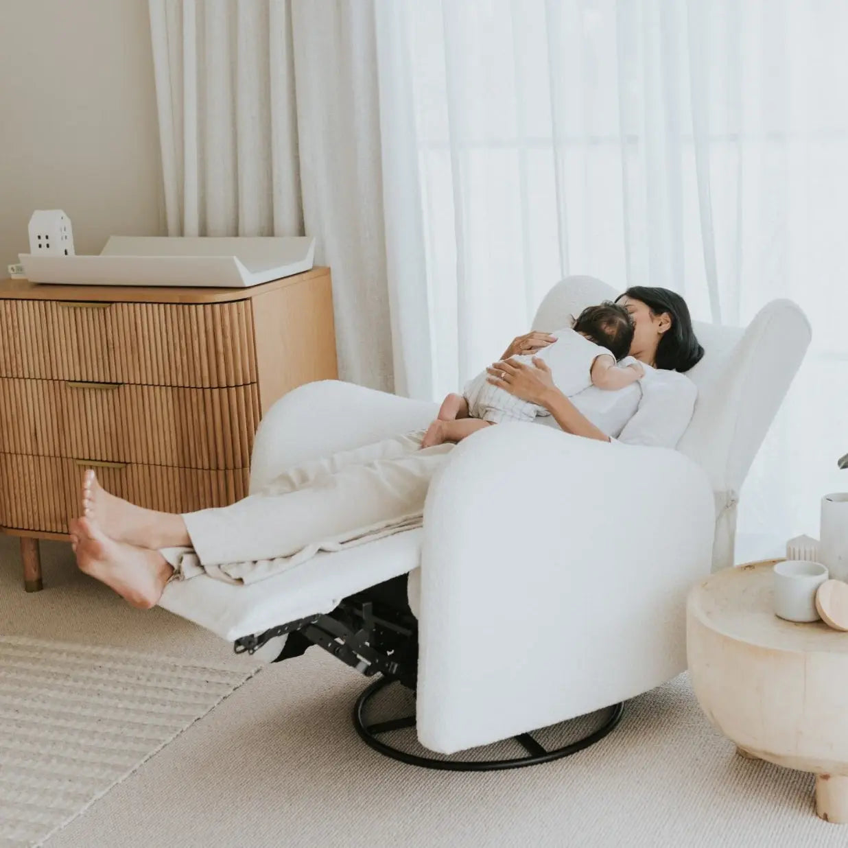Celeste Electric Nursery Chair - White Boucle