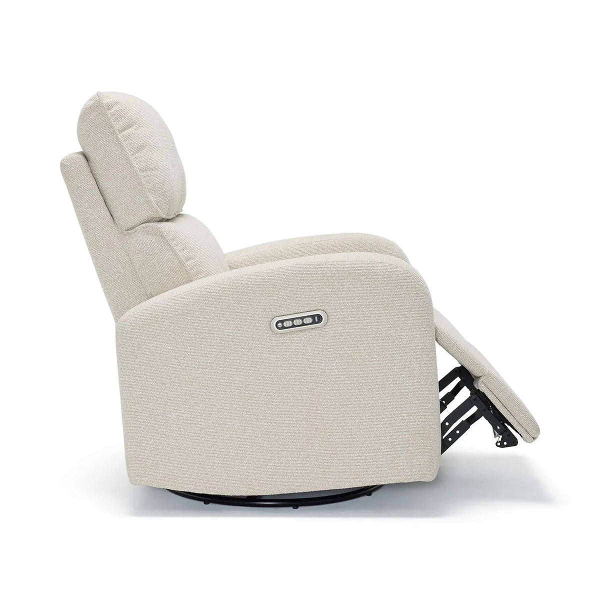 Harlow Electric Nursery Chair Oat, fabric and stitching close up
